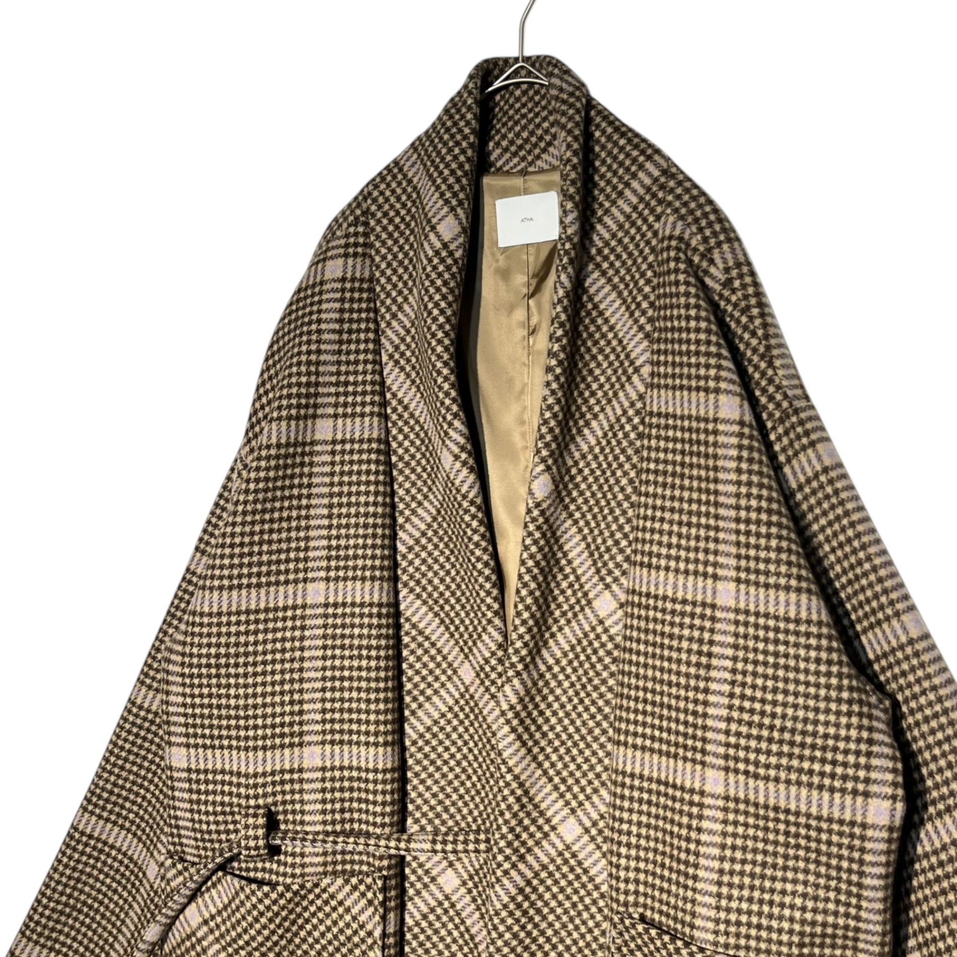 ATHA(アタ) BIG CHECK NORAGI COAT ビッグ チェック ノラギ コート A-1901-T-09 FREE ベージュ ジャケット