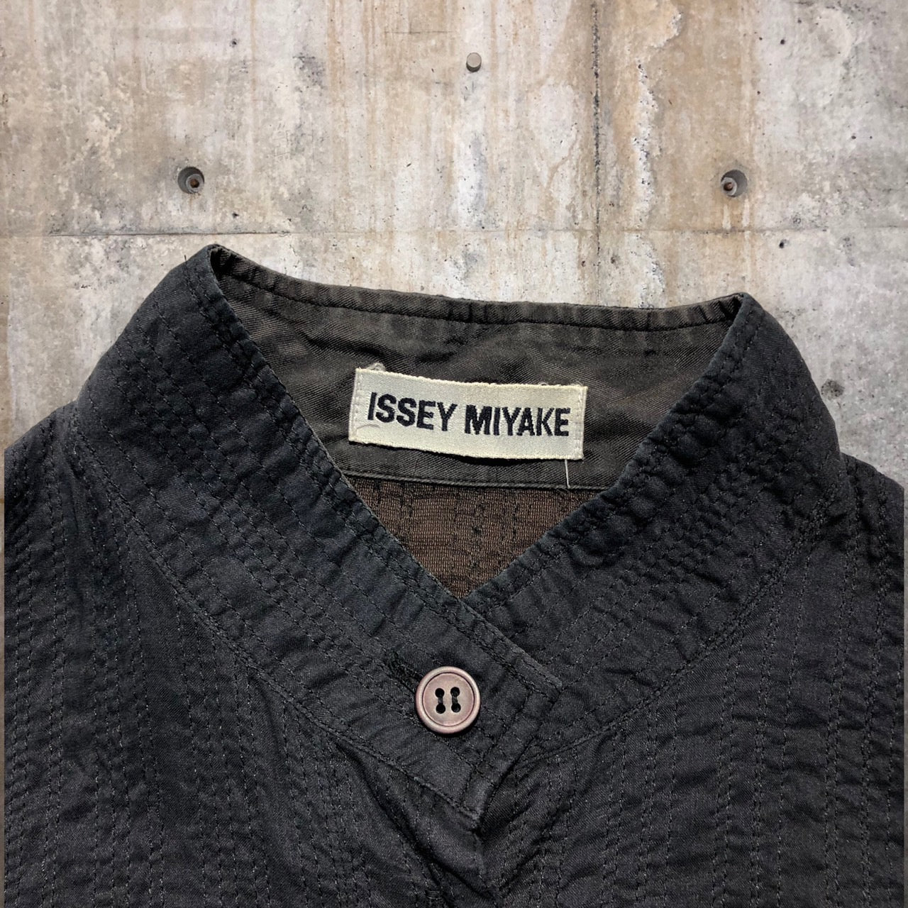 ISSEY MIYAKE(イッセイミヤケ) 90'sスタンドカラーステッチシャツ IM73-FJ024 M ブラック