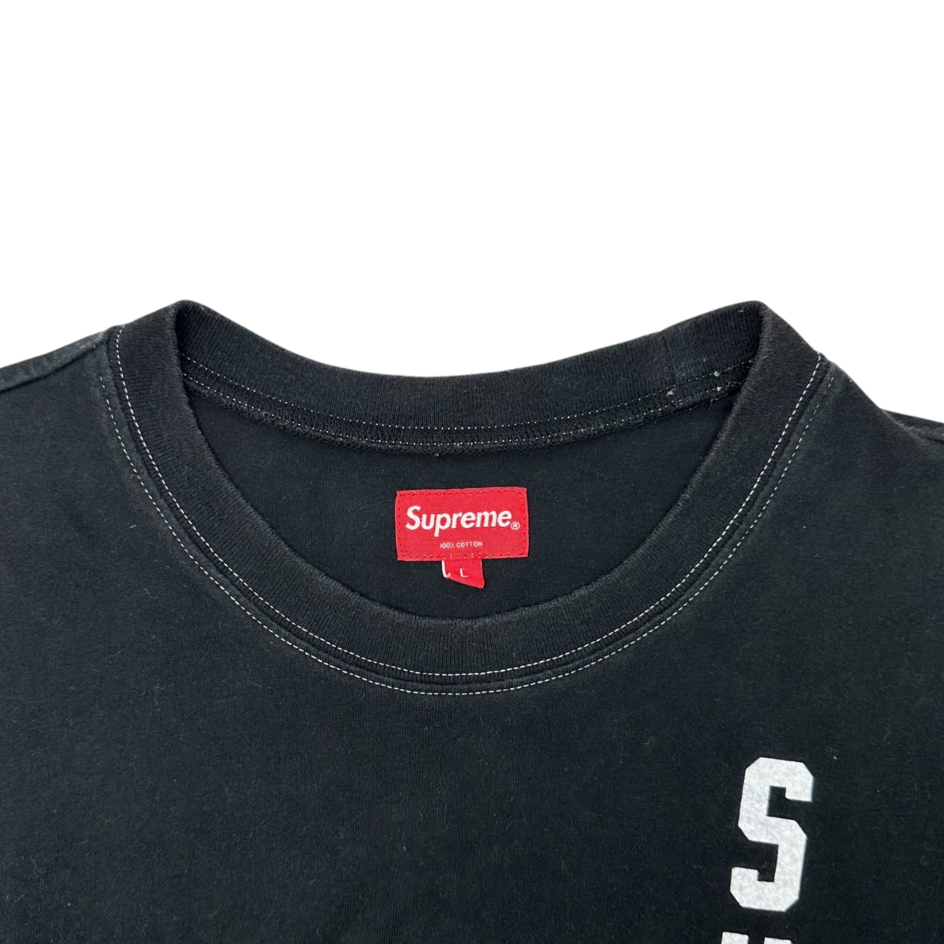 SUPREME(シュプリーム) 20SS Contrast Stitch Pocket Tee ロゴ プリント ポケット Tシャツ L ブラック