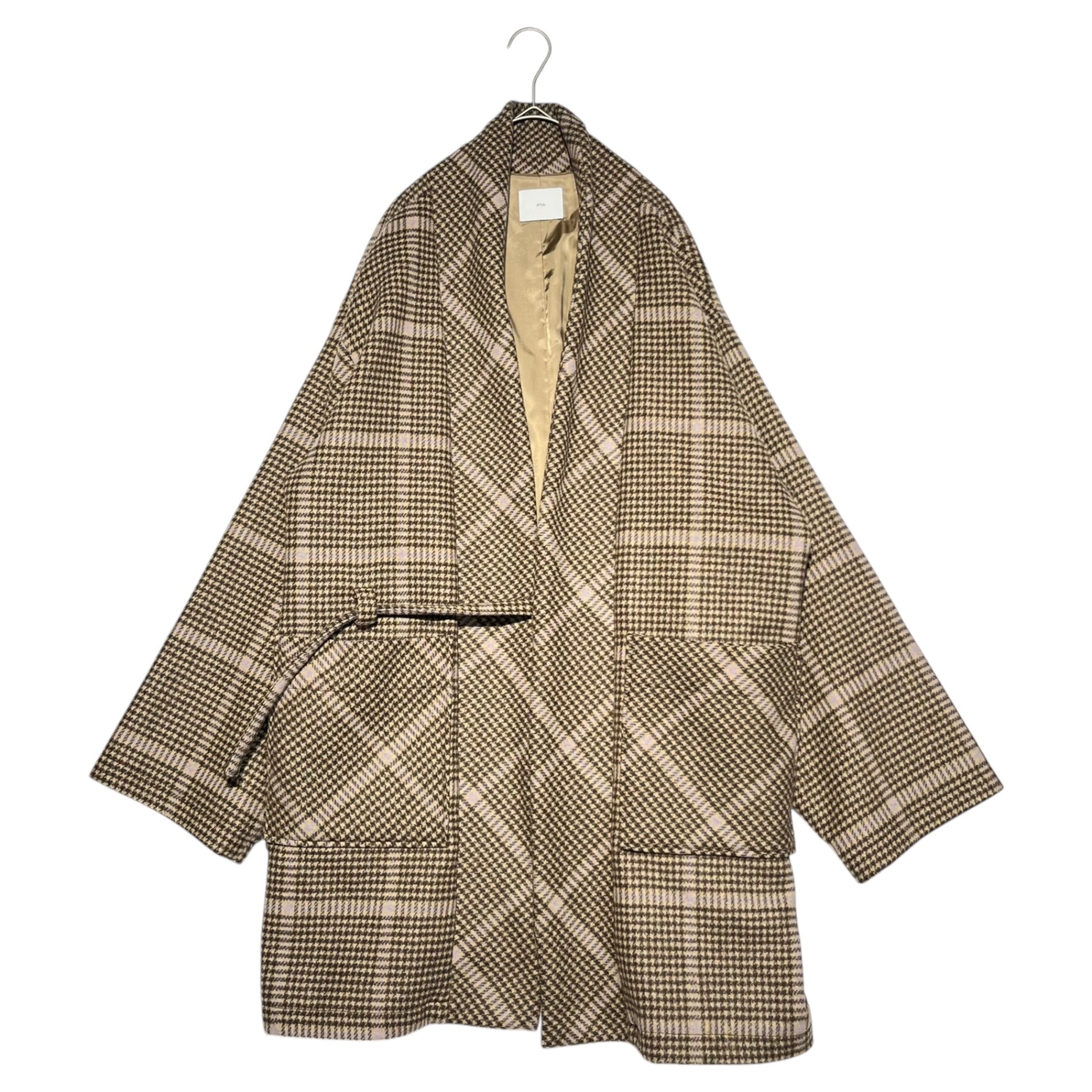 ATHA(アタ) BIG CHECK NORAGI COAT ビッグ チェック ノラギ コート A-1901-T-09 FREE ベージュ ジャケット