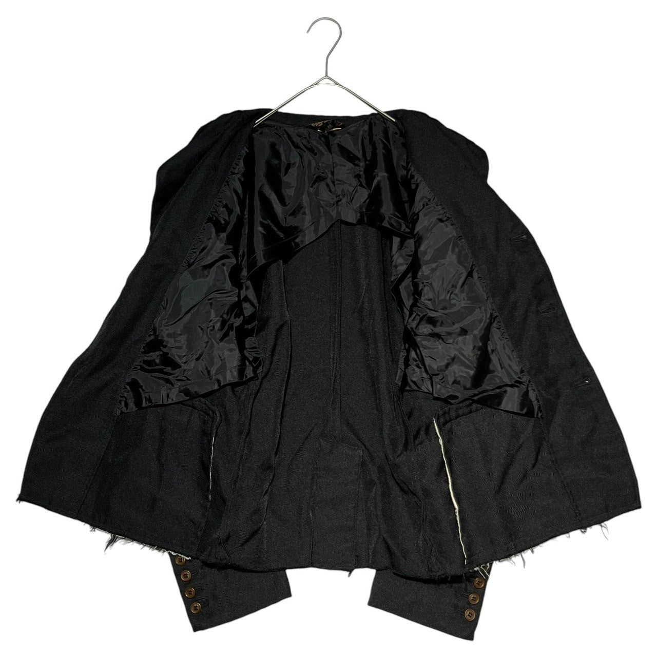 BLACK COMME des GARCONS(ブラックコムデギャルソン) 23AW poly crimp cut-off tailored jacket ポリ縮絨 カットオフ テーラード ジャケット 1L-J014 XS ブラック AD2023