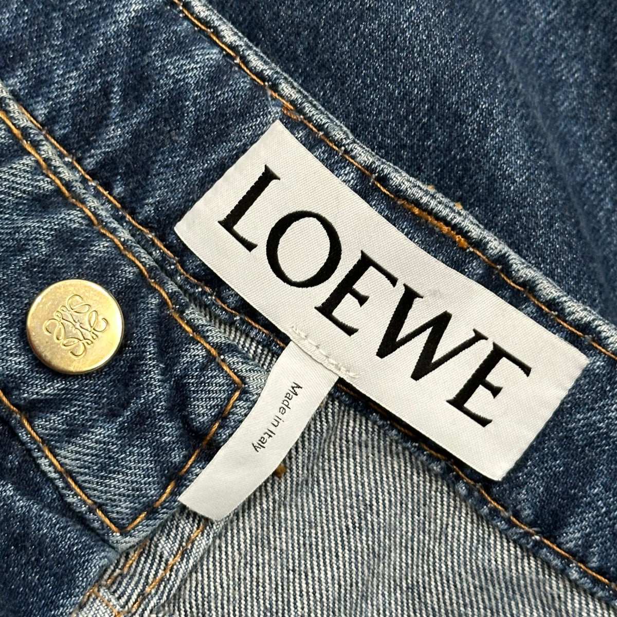 LOEWE(ロエベ) Fisherman Cotton Denim Straight Pants フィッシャーマン コットン デニム ストレート パンツ 28003861 40 インディゴ×ホワイト