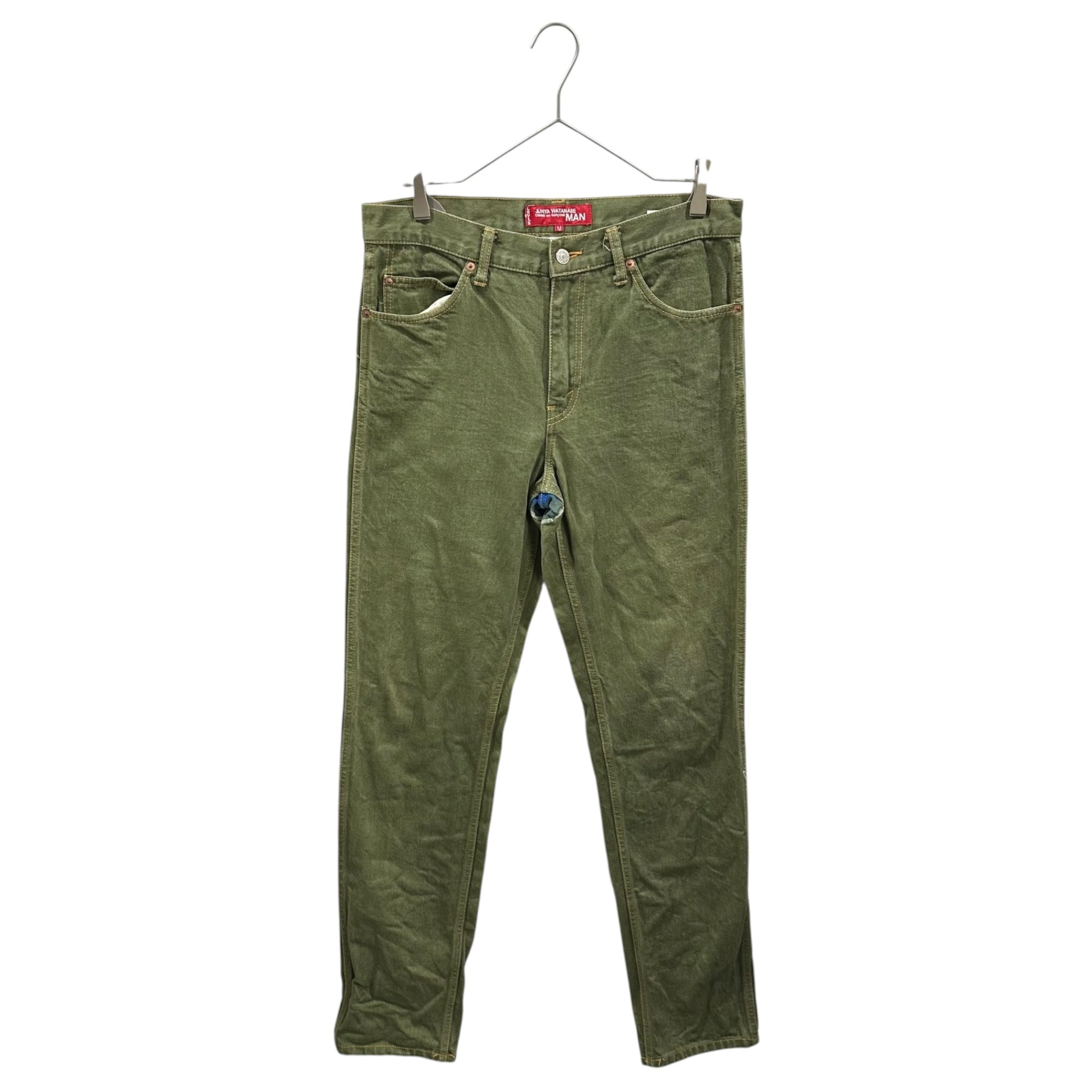 COMME des GARCONS JUNYA WATANABE MAN × Levi's × DOVER STREET MARKET(コムデギャルソンジュンヤワタナベマン × リーバイス × ドーバーストリートマーケット) 2007SS Back Roundel Logo Print Green Denim Pants バック ラウンデル マーク プリント グリーン カラー デニム パンツ DSM-P030 M カーキ×マルチカラー AD2006 00s アーカイブ 3コラボ 稀少