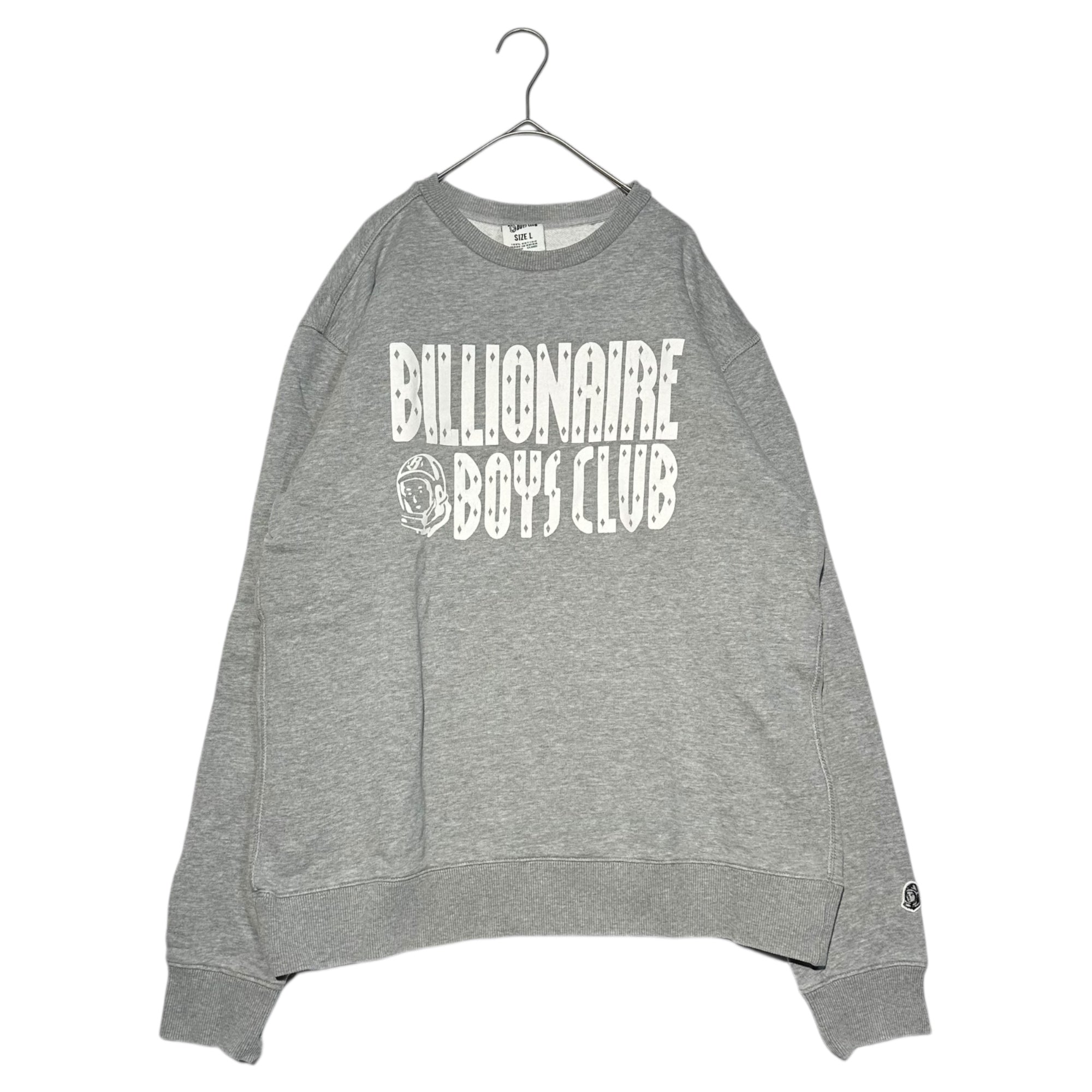 B.B.C(ビリオネアボーイズクラブ) Front logo print crew neck sweatshirt フロント ロゴ プリント クルーネック スウェット L グレー×ホワイト