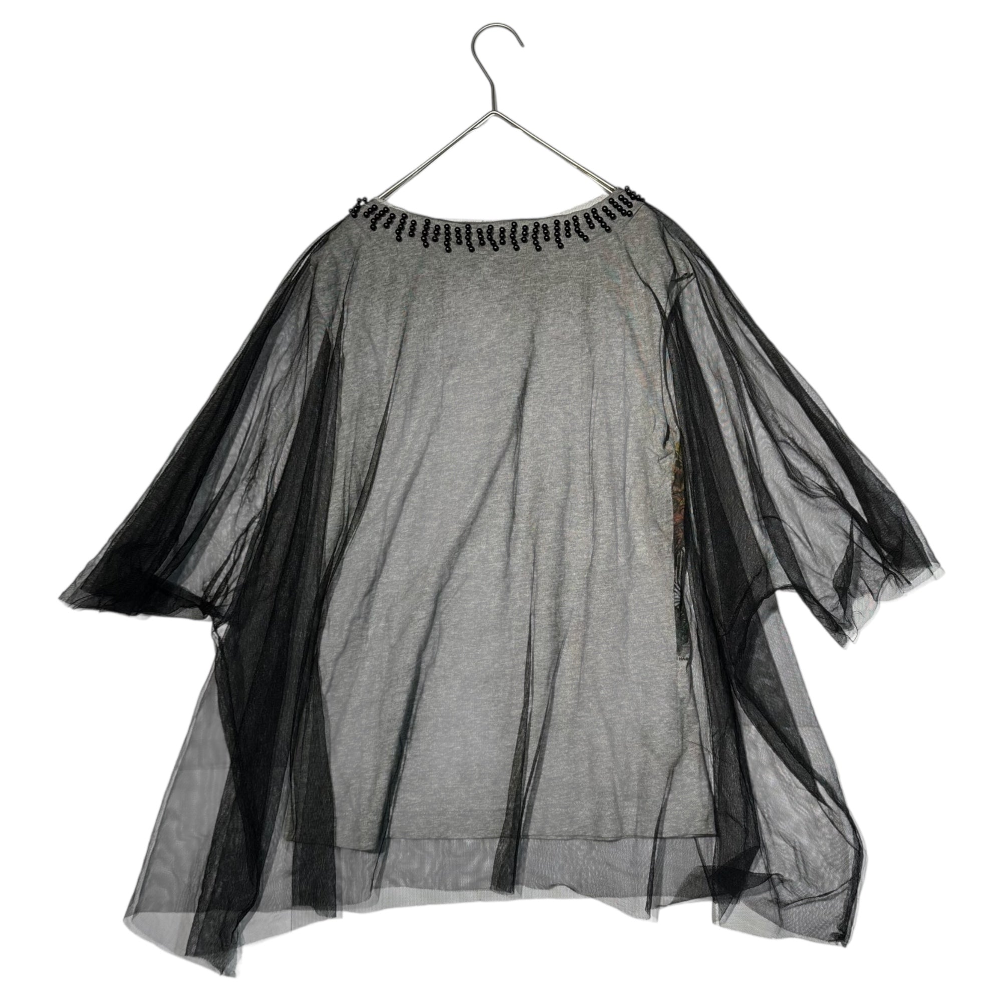 ALEXANDER MCQUEEN(アレキサンダーマックイーン) 09's live and let live Reconstruction Tulle Layered Blouse Cut and sewn 2009年 再構築 チュール レイヤード ブラウス カットソー FREE ブラック×グレー 古着再構築アイテム 本人期