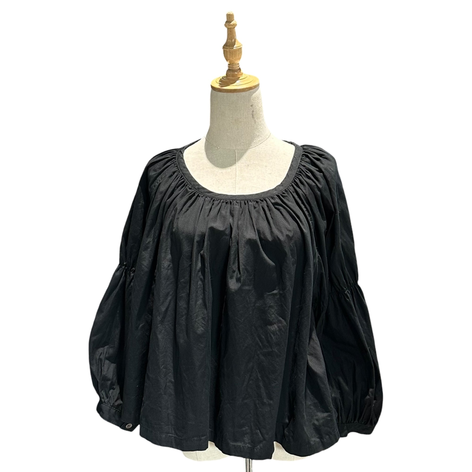 COMME des GARCONS COMME des GARCONS(コムデギャルソンコムデギャルソン) 2020SS Cotton Pongee Gathered Pullover Shirt 綿ポンジ ギャザー プルオーバー シャツ RE-B004 S ブラック AD2019 ブラウス