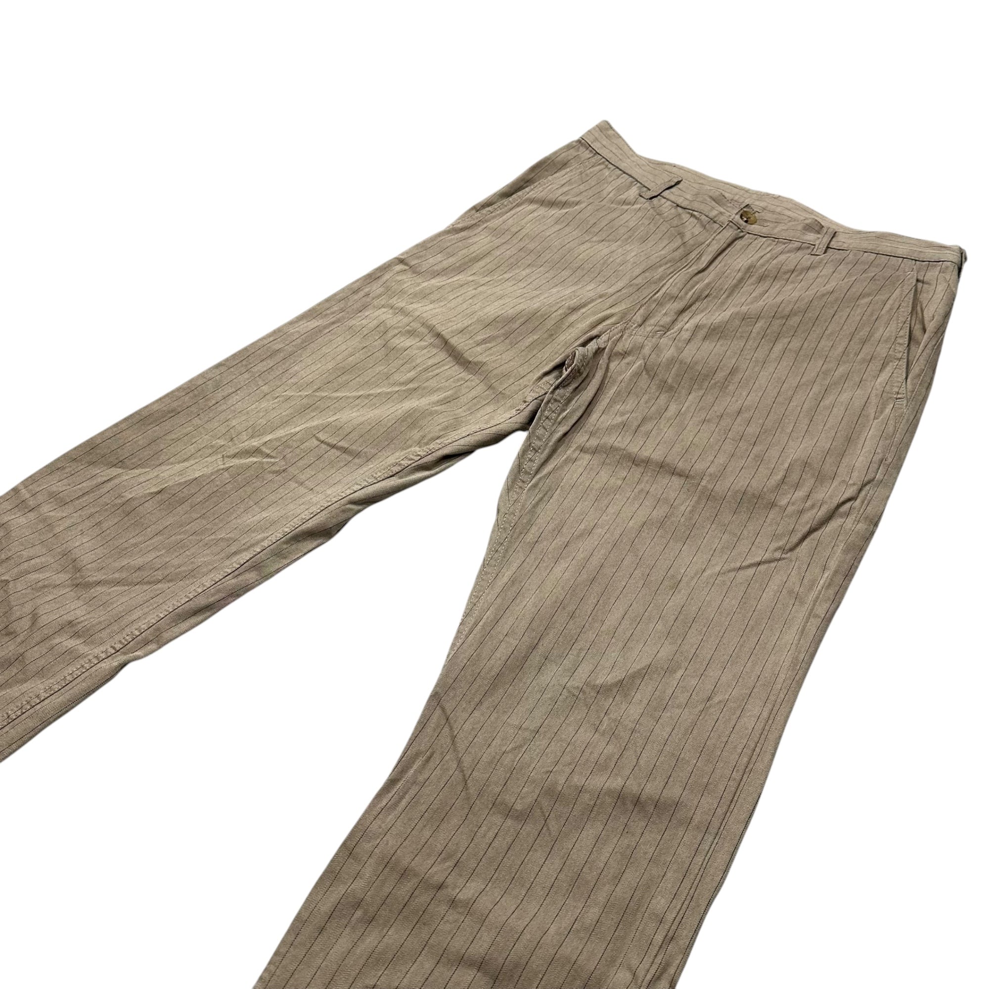 COMME des GARCONS HOMME PLUS(コムデギャルソンオムプリュス) 2006SS Lip & Tan Back-Printed Striped Pants リップアンドタン バックプリント ストライプ パンツ PQ-P023 S ベージュ×ブラック×レッド AD2005 00s アーカイブ