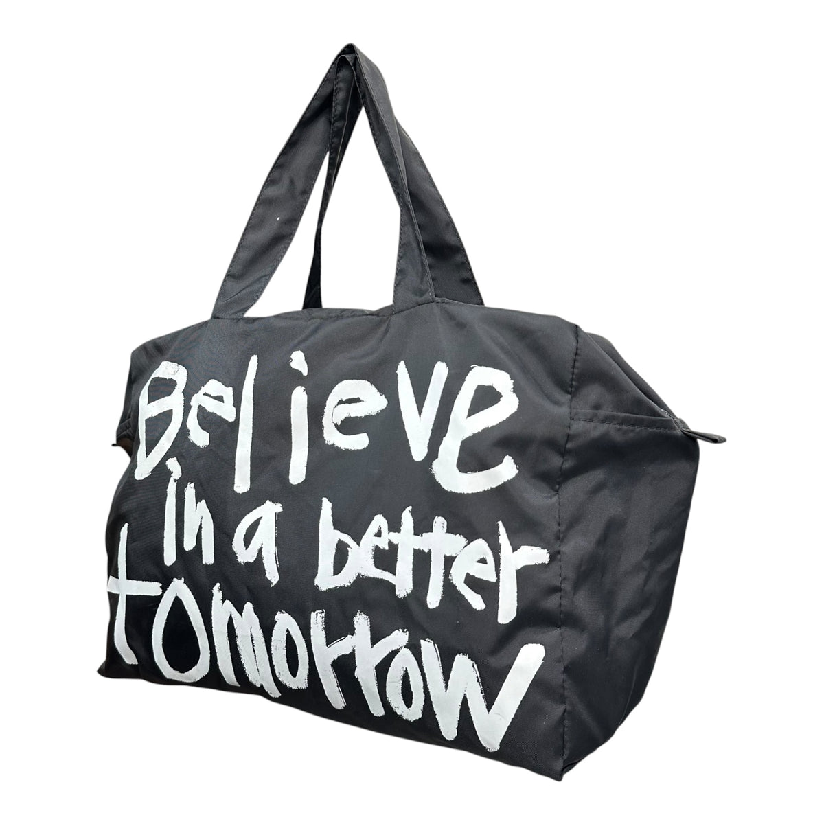 COMME des GARCONS(コムデギャルソン) 2021SS Nylon tote bag with message graphic print メッセージ グラフィック プリント ナイロン トートバッグ OE-K 221 ブラック×ホワイト Believe in a better tomorrow