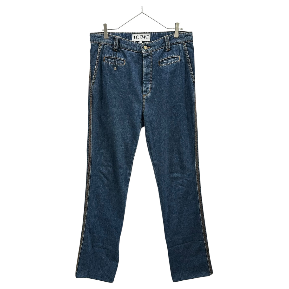 LOEWE(ロエベ) Fisherman Cotton Denim Straight Pants フィッシャーマン コットン デニム ストレート パンツ 28003861 40 インディゴ×ホワイト