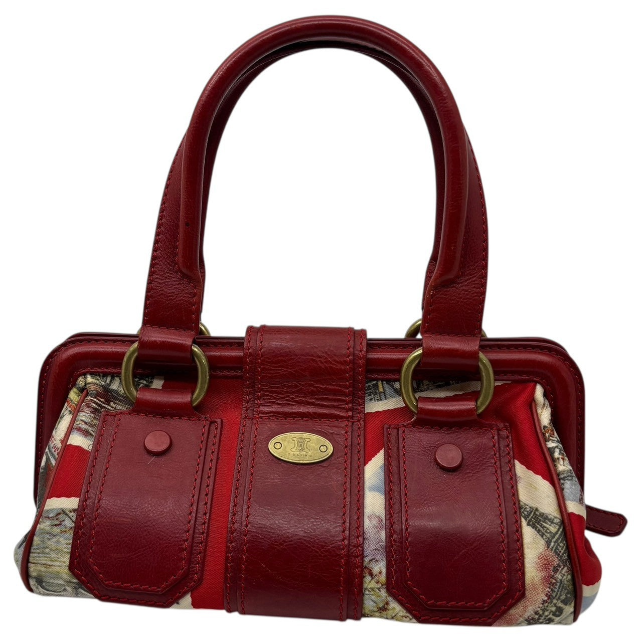 CELINE(セリーヌ) Vintage PARIS Limited Edition Ella Frame Hand Bag ヴィンテージ パリ 限定 エラ フレーム ハンド バッグ CE00/24 レッド ユニオンジャック