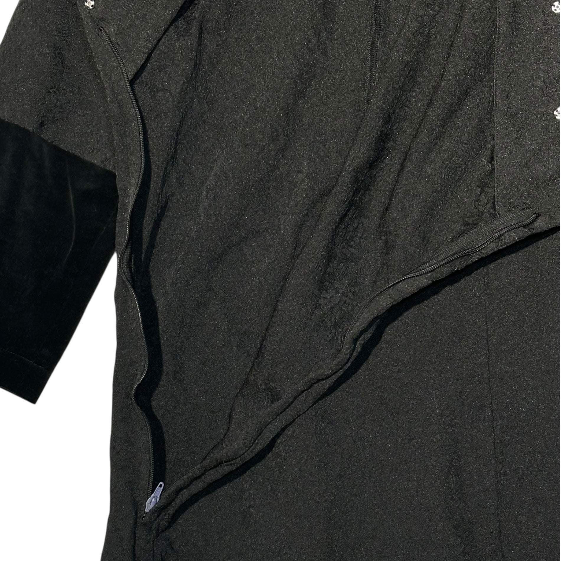 COMME des GARCONS COMME des GARCONS(コムデギャルソンコムデギャルソン) 15AW Sleeve Velour Panel China Dress 袖 ベロア 切替 チャイナ ドレス RP-O003 S ブラック AD2015 ロング ワンピース