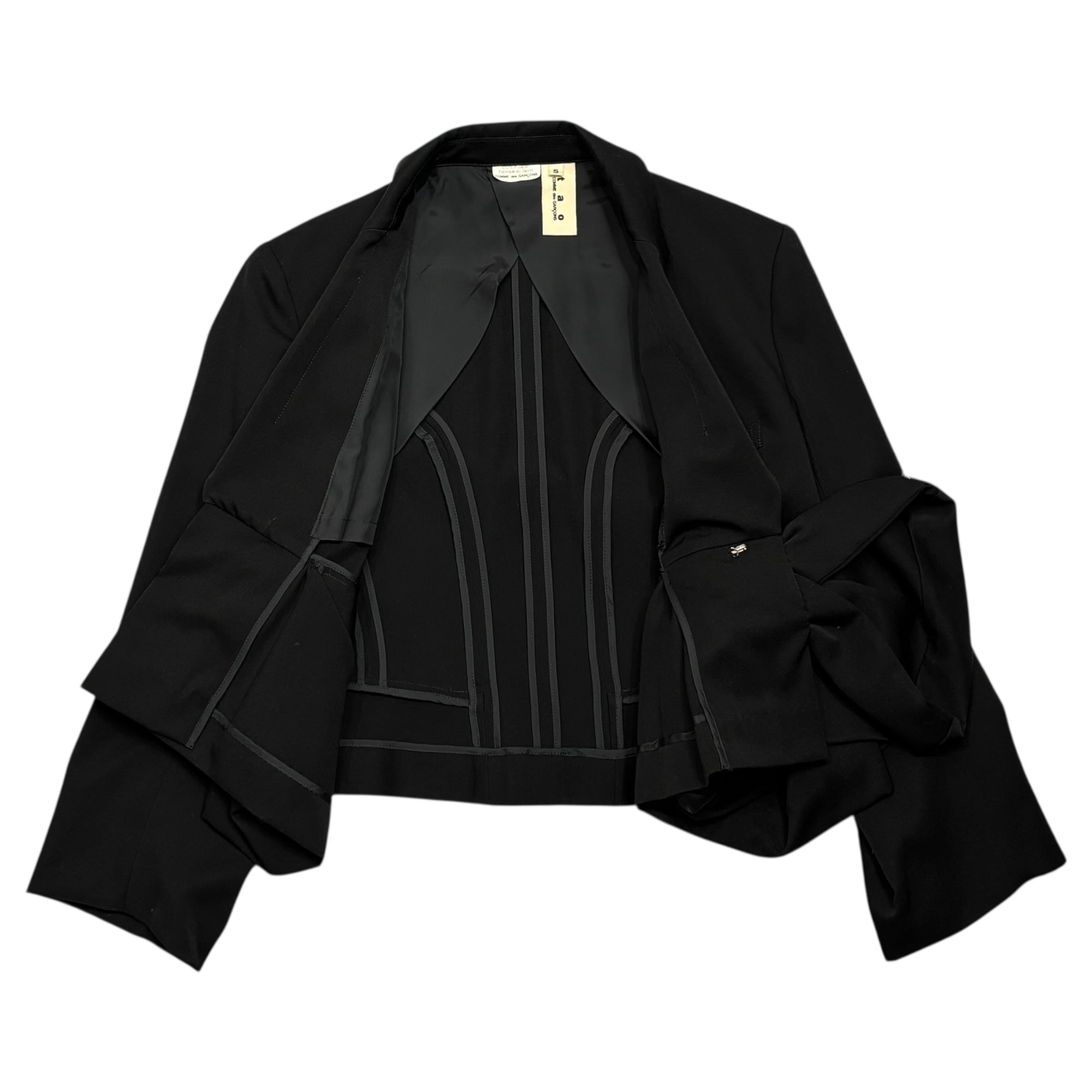 TAO COMME des GARCONS(タオコムデギャルソン) 07SS Big Ribbon Decorative Wool Short-Length Jacket ビッグリボン 装飾 ウール ショートレングス ジャケット  3S-J004 S ブラック AD2006