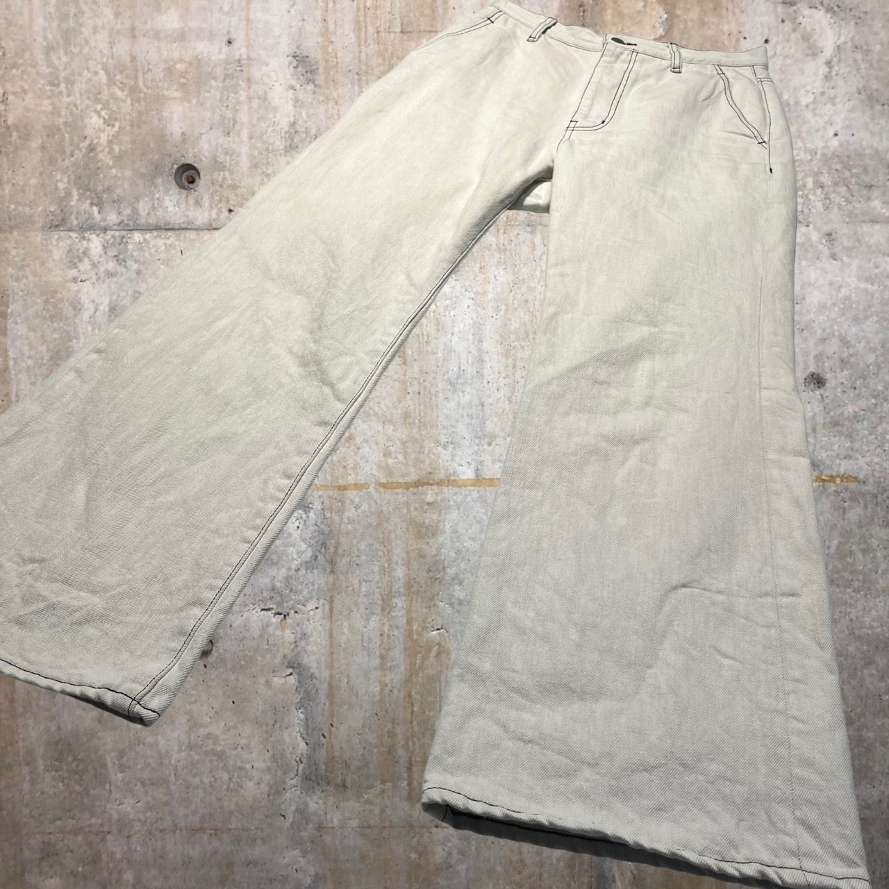 BELPER(ベルパー) 5ポケット フレア デニム ワイド パンツ 0912-1518 1(Sサイズ程度) ホワイト