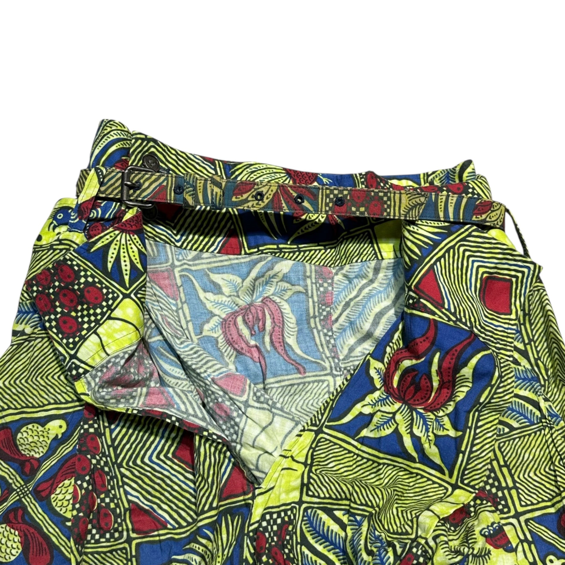 COMME des GARCONS JUNYA WATANABE(コムデギャルソンジュンヤワタナベ) 09SS All-over print layered pumpkin pants with belt 総柄 レイヤード カボチャ パンツ ベルト付 JC-P007 XS イエロー AD2008