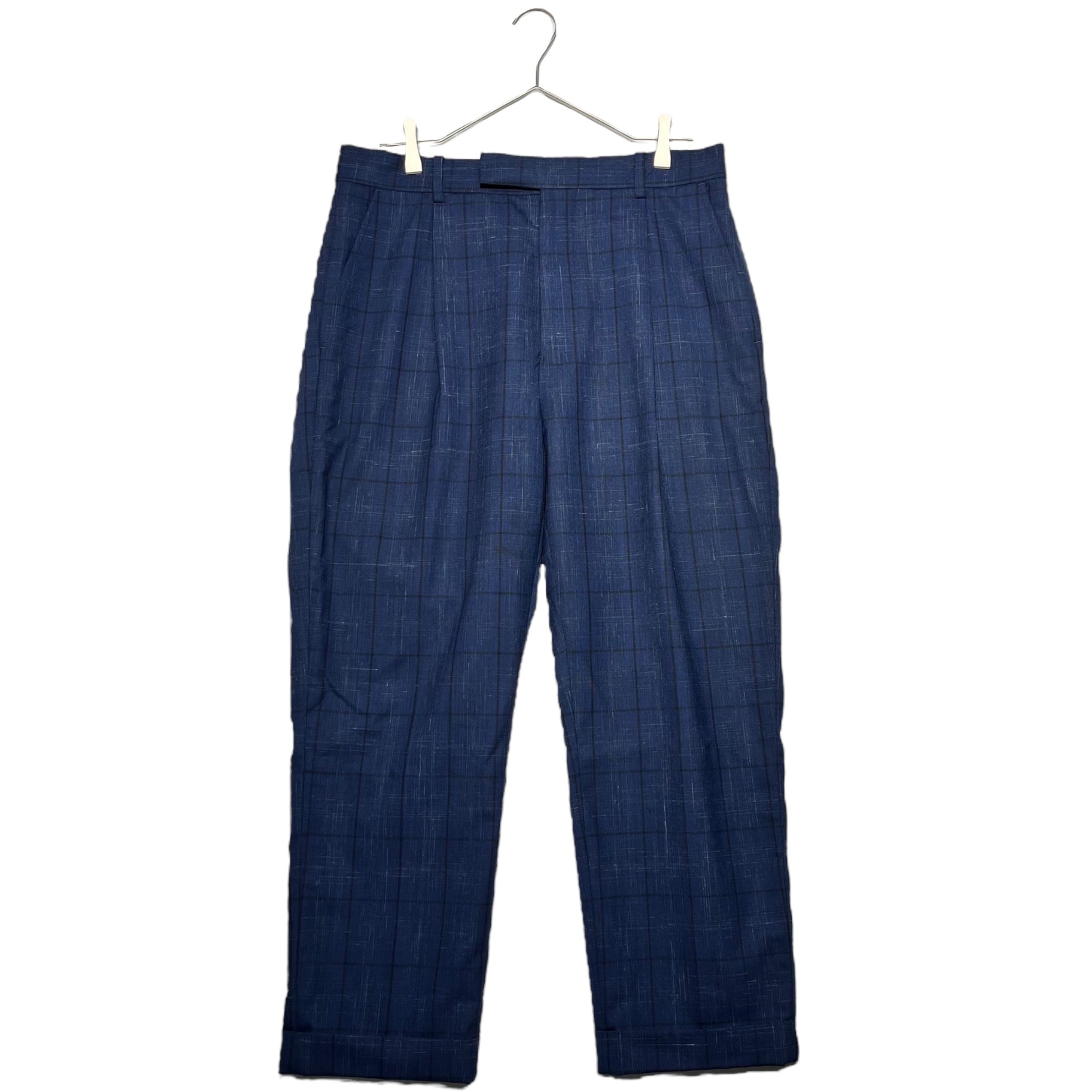 WACKO MARIA(ワコマリア) DORMEUIL CHECK PLEATED TROUSERS チェック テーパード トラウザー パンツ M ネイビー スラックス DORMEUIL生地 タック GUILTY PARTIES