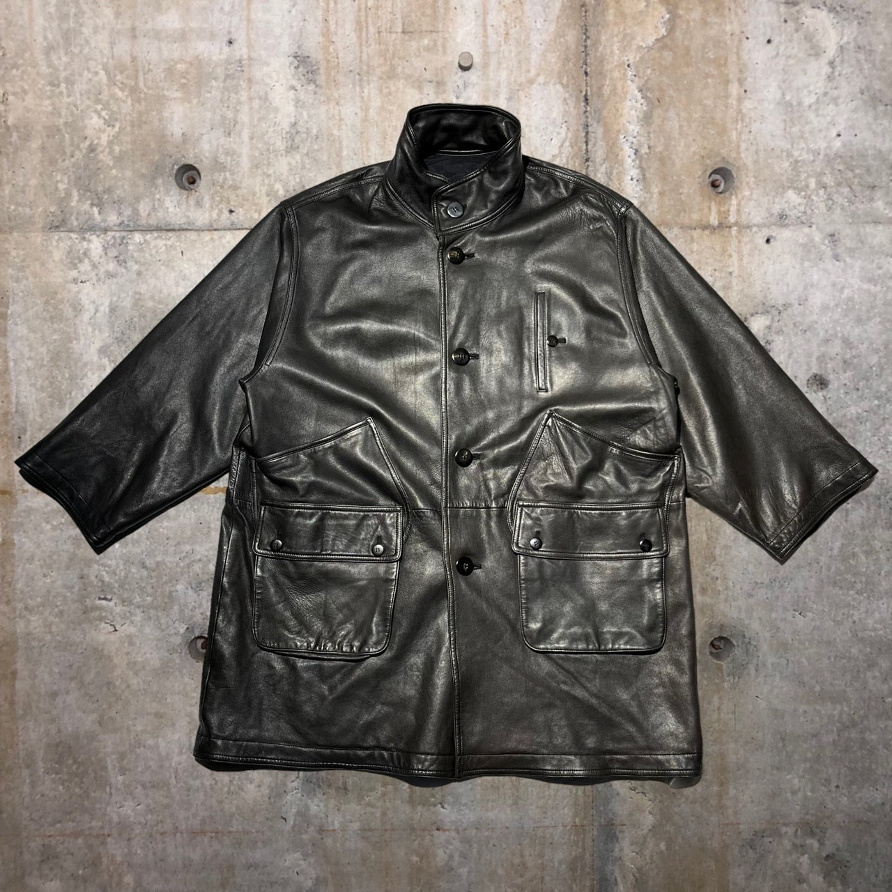 i.s. ISSEY MIYAKE(アイエスイッセイミヤケ) 88's ”is”logo reversible leather coat/リ