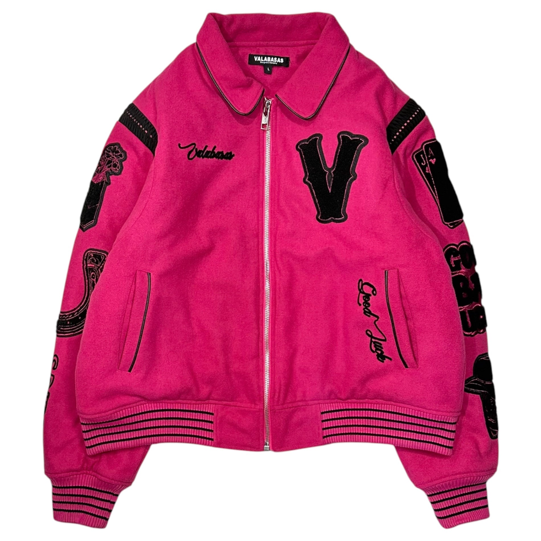 VALABASAS(ヴァラバサス) "Wild Bunch" Letterman Jacket ワイルド バンチ レターマン ジャケット 101213012001 L ピンク