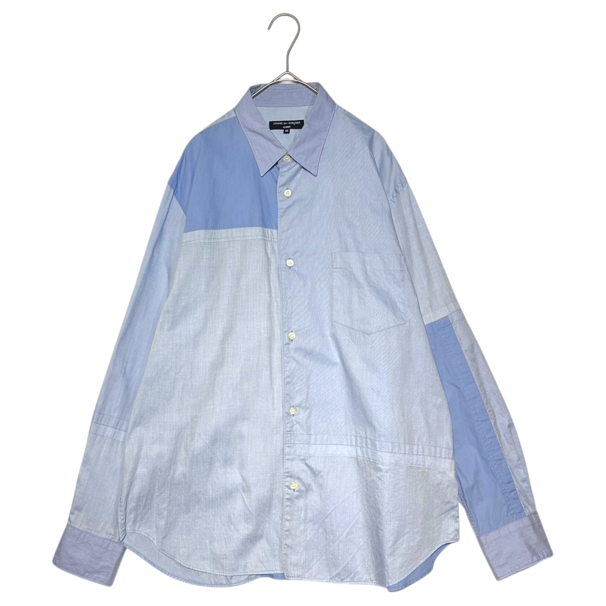 COMME des GARCONS HOMME(コムデギャルソンオム) 20AW Panel-Switch Cotton L/S Shirt パネル 切替 コットン 長袖 シャツ HF-B007 M ライトブルー AD2020