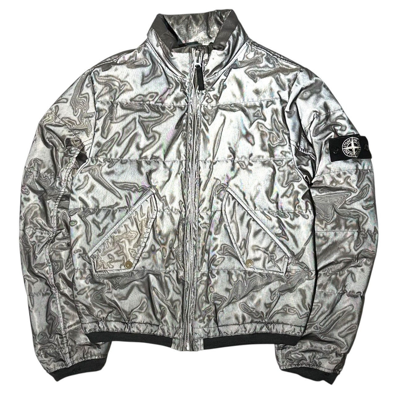 STONE ISLAND(ストーンアイランド) 07AW Ghost Patch Reflective Bomber Down Jacket ゴーストパッチ リフレクティブ ボンバー ダウン ジャケット リフレクター 47154B38/542 M グレー アーカイブ 稀少品 GOOSEDOWN/グースダウン