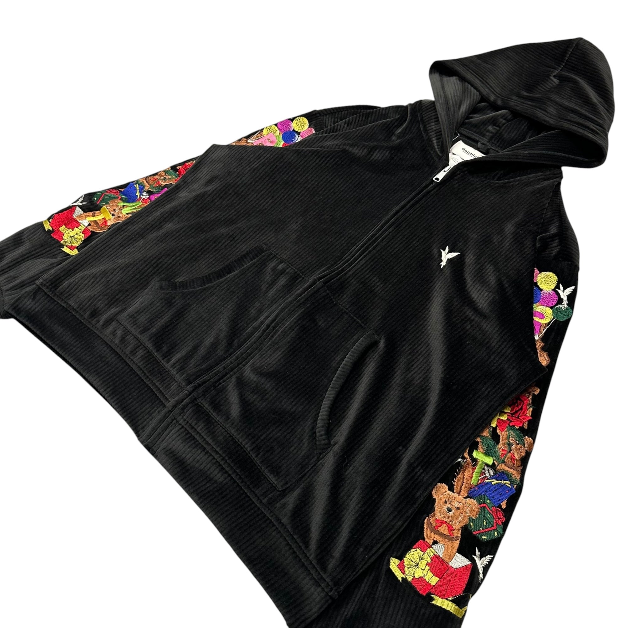 doublet(ダブレット) 2021SS CHAOS EMBROIDERY COMFY HOODIE カオス 刺繍 ジップアップ パーカー 21SS24BL118 M ブラック