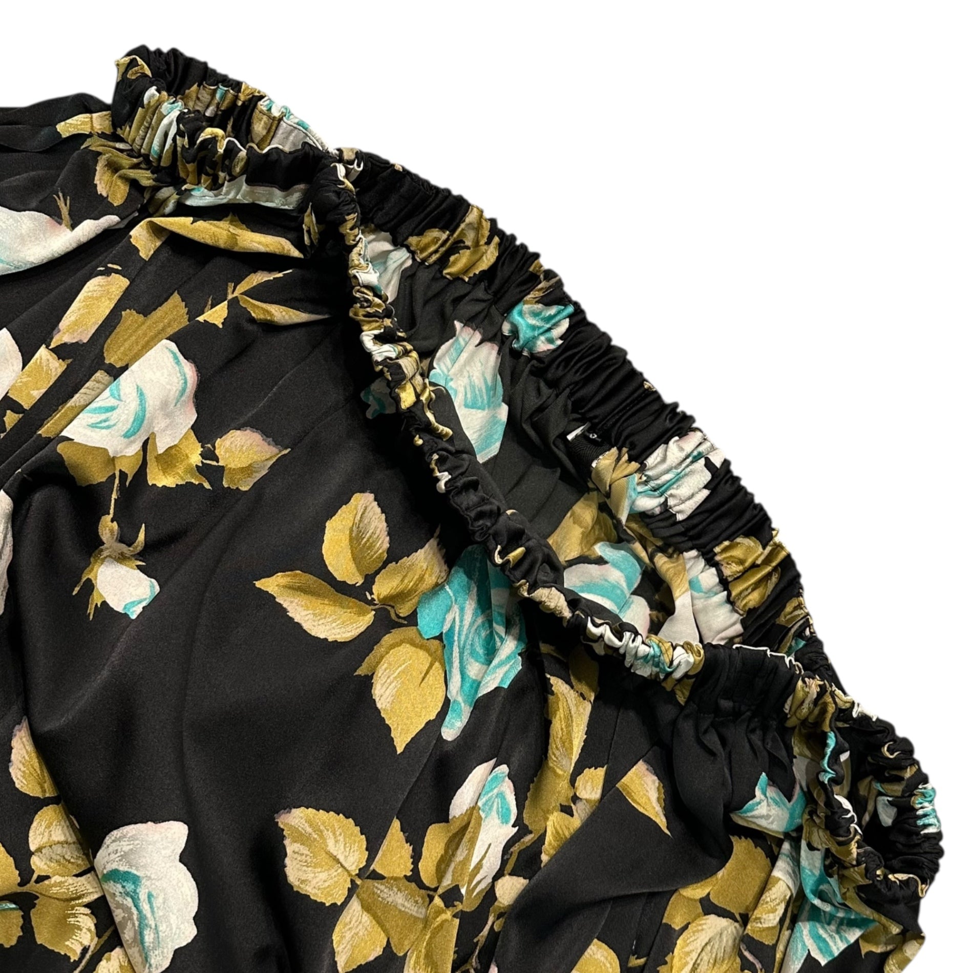 COMME des GARCONS JUNYA WATANABE(コムデギャルソンジュンヤワタナベ) 18AW Floral Print Gathered Skirt フラワー プリント ギャザー スカート JB-S018 S ブラック×ブルー×カーキ AD2018