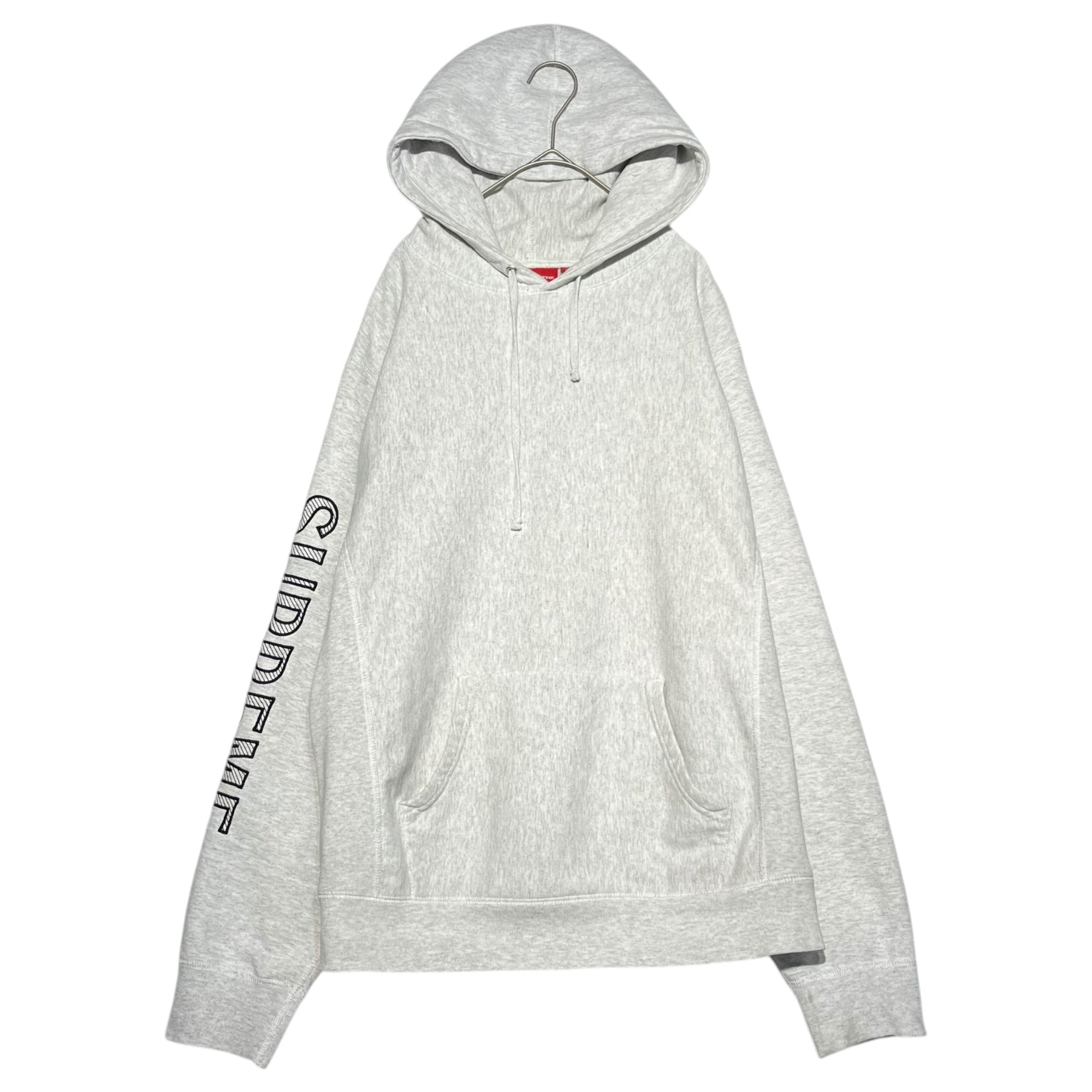 SUPREME(シュプリーム) 18SS Sleeve Embroidery Hooded 袖 ロゴ 刺繍 プルオーバー パーカー M ライトグレー