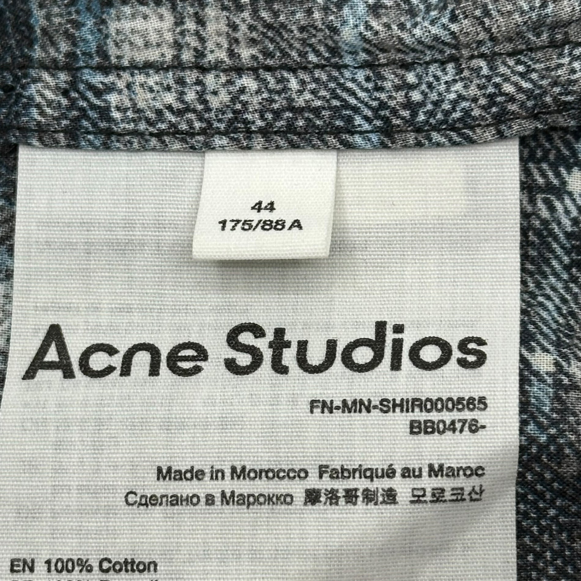 Acne Studios(アクネストゥディオズ) 22AW Kaleidoscope Check S/S Shirt 万華鏡 チェック 半袖 シャツ FN-MN-SGIR000565 44(S~M程度) ブラック×ネイビー