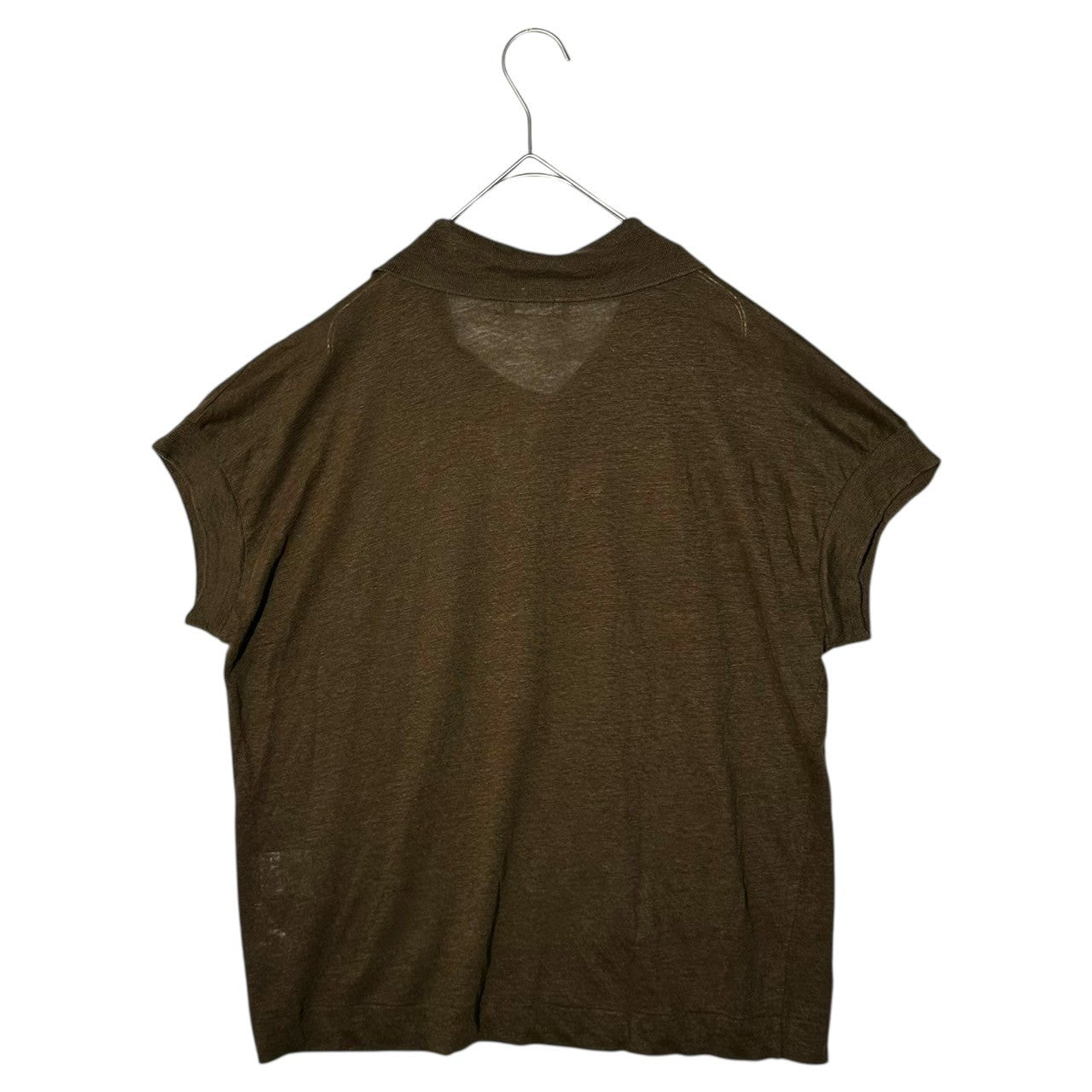 MARGARET HOWELL(マーガレットハウエル) Linen French sleeve polo shirt リネン フレンチ スリーブ ポロシャツ 578-0168670 2(M程度) カーキ