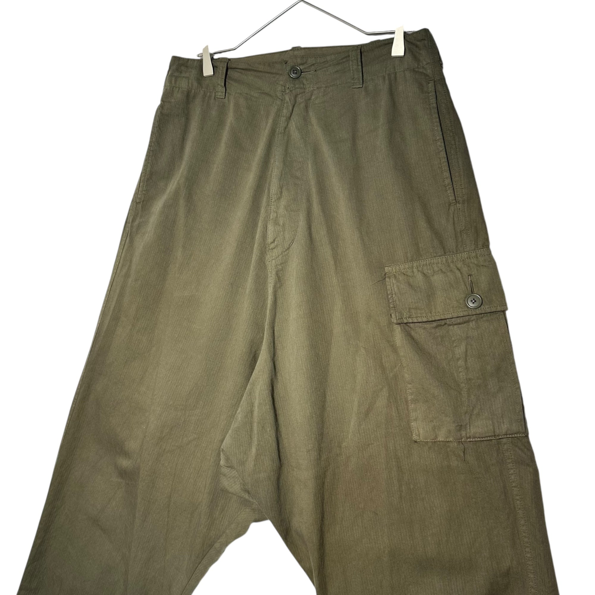 YOHJI YAMAMOTO POUR HOMME(ヨウジヤマモトプールオム) Cotton linen wide sarouel cargo pants コットン リネン ワイド サルエル カーゴパンツ HO-P55-057 3(L程度) カーキ