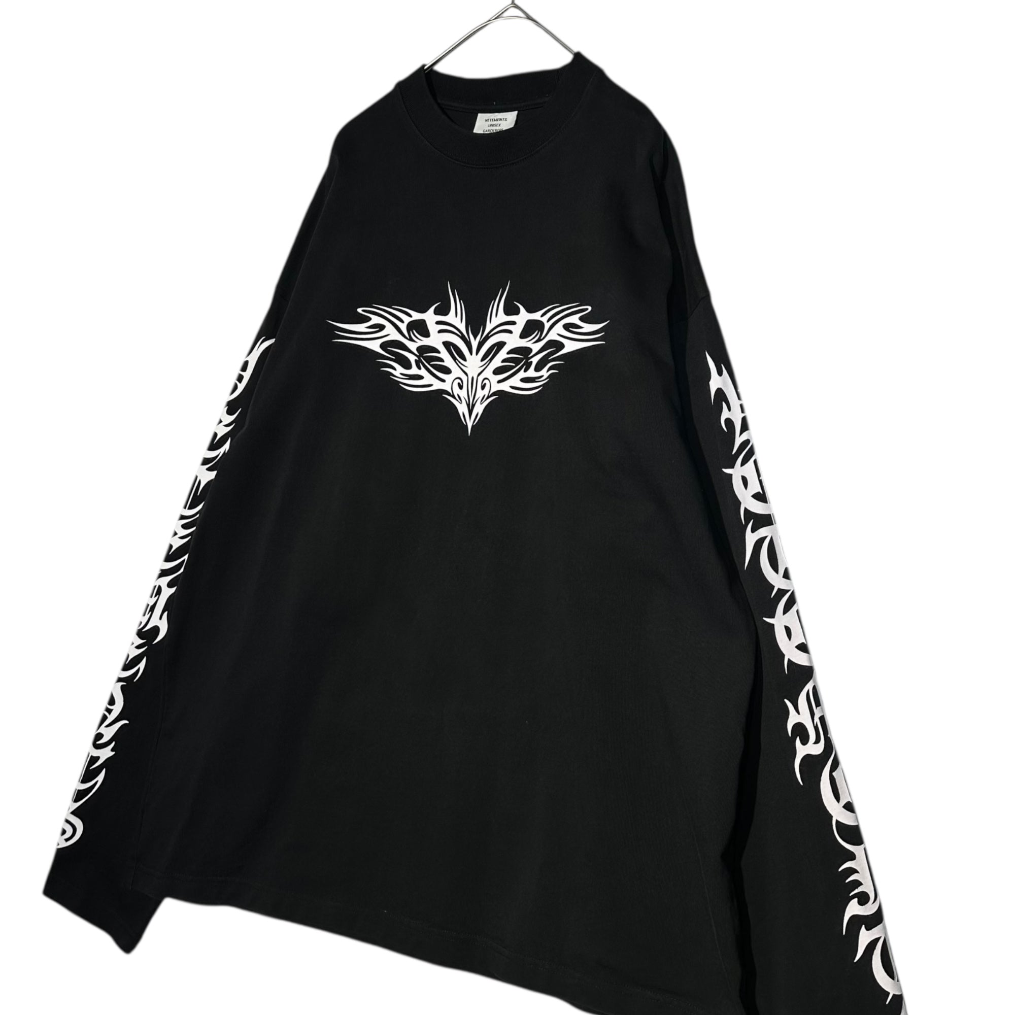 VETEMENTS(ヴェトモンベトモン) 21AW GOTHIC LOGO LONGSLEEVE ゴシック ロゴ 長袖 Tシャツ UA52TR590B M ブラック