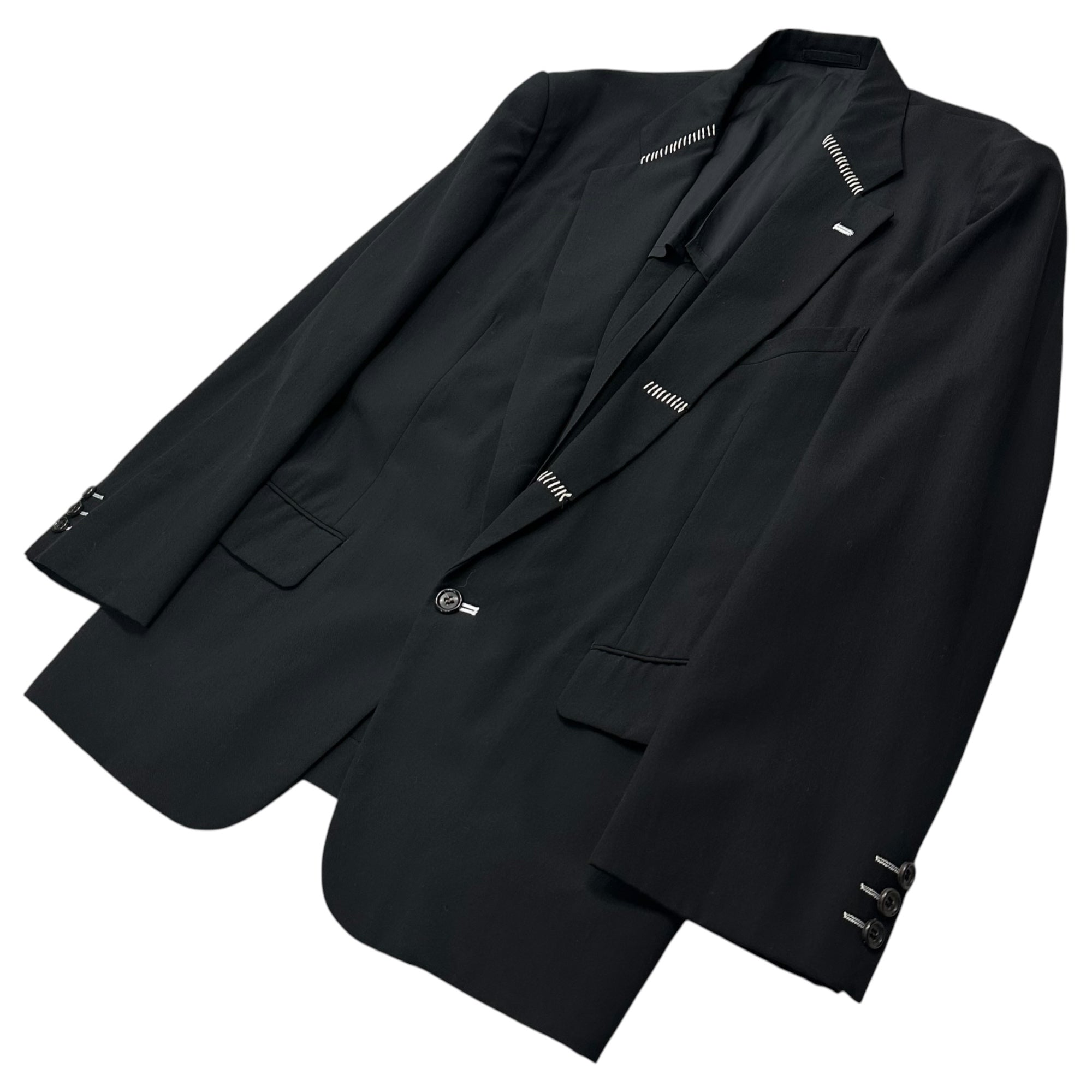 COMME des GARCONS HOMME PLUS(コムデギャルソンオムプリュス) 1992SS ”KIZU” Wild Stitch 1B Jacket キズ加工 ワイルド ステッチ テーラード ジャケット PJ-11025M M ブラック AD1991 90's 90年代