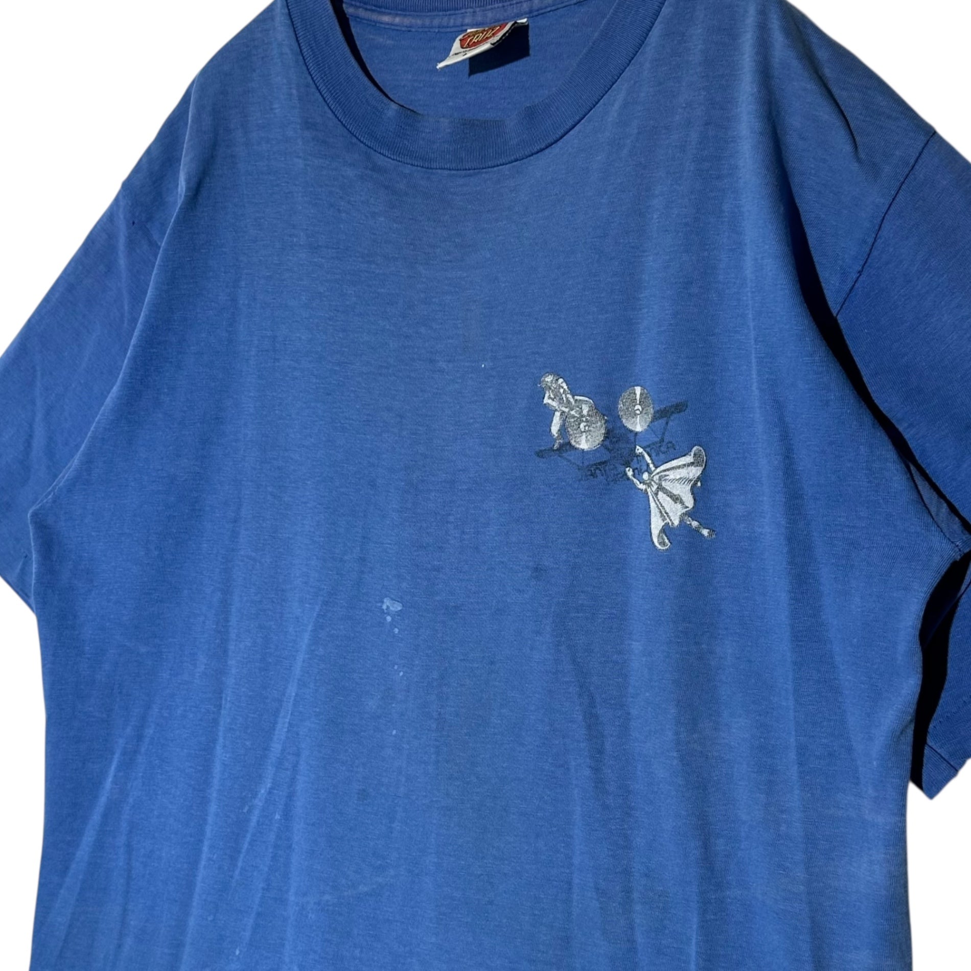SANTA CRUZ(サンタクルーズ) 80's USA made "JIM THIEBAUD" T-Shirt ジム ティボー Tシャツ L ブルー 80年代 ヴィンテージ オールドスケート