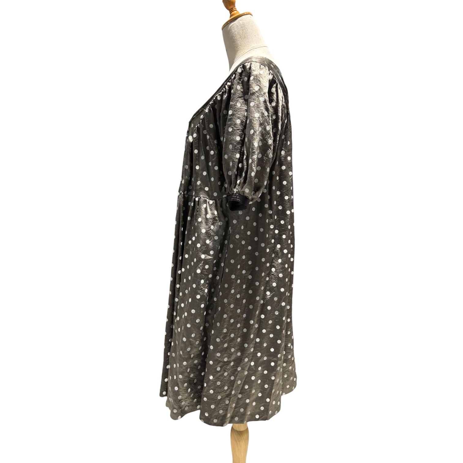 tricot COMME des GARCONS(トリココムデギャルソン) 09SS Polka Dot S/S Open Neck Dress ドット 半袖 オープンネック ワンピース TC-O011 M グレー×ホワイト AD2008
