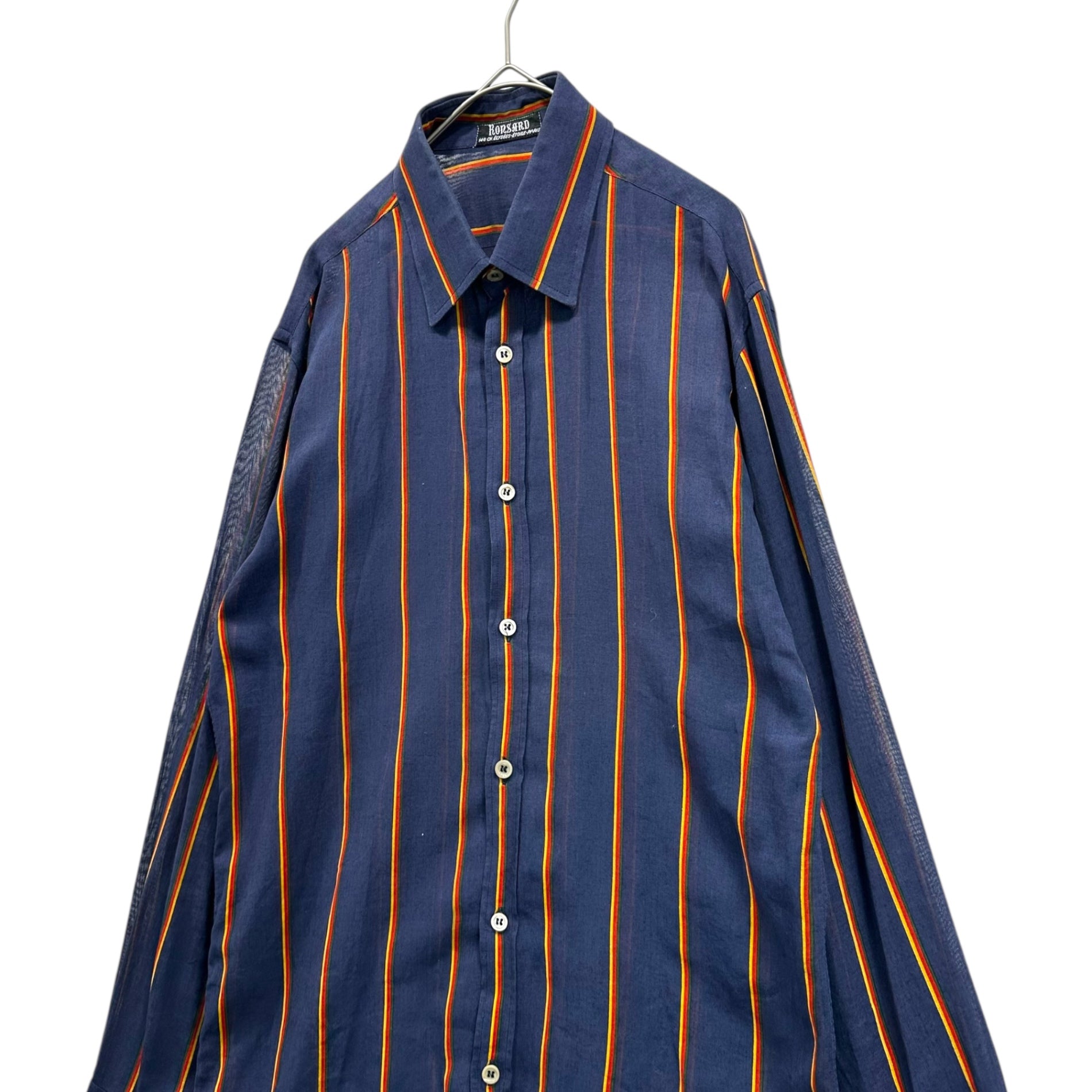 Euro vintage(ヨーロッパヴィンテージ) French Vintage Striped Shirt フレンチヴィンテージ ストライプ シャツ XS~S程度 ネイビー