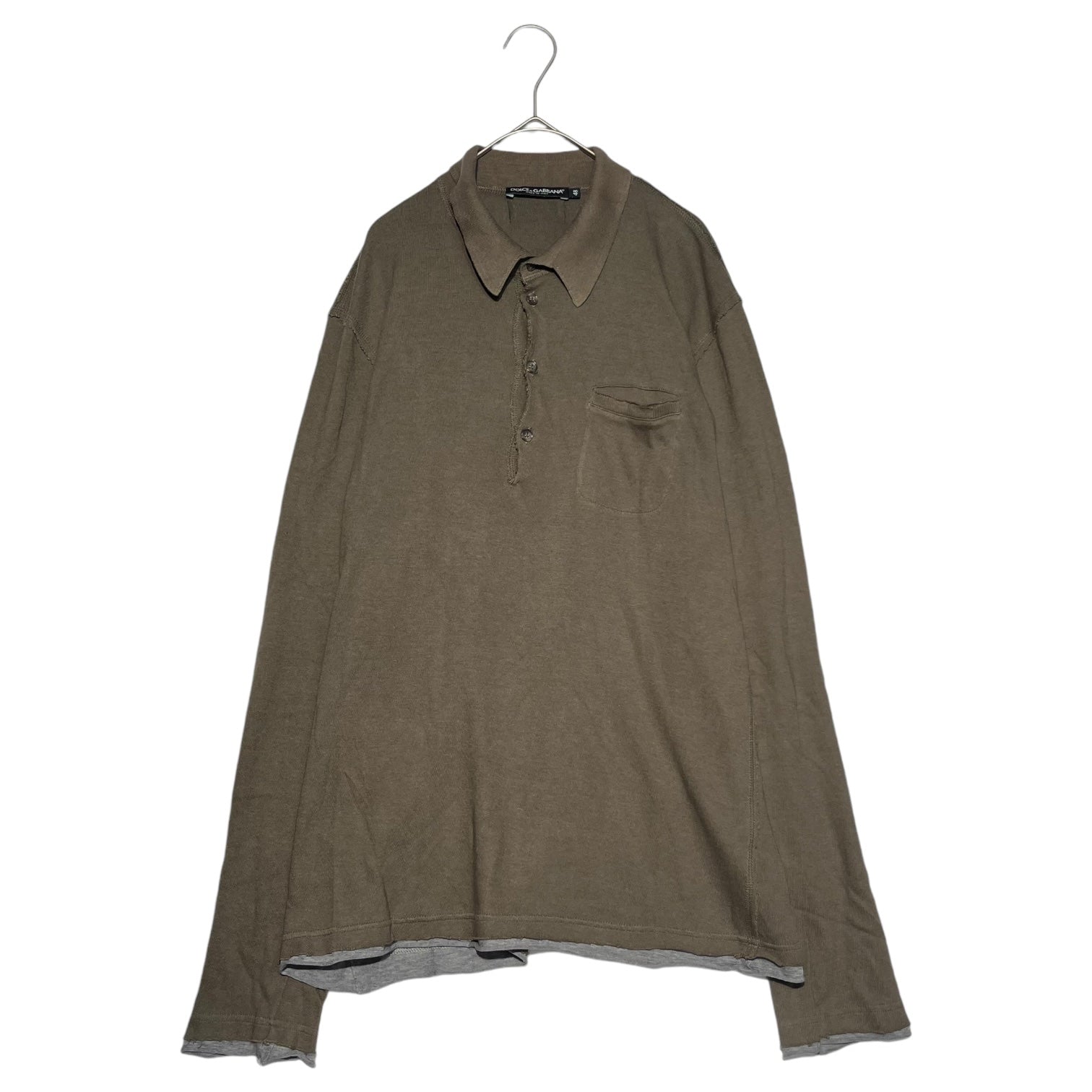 DOLCE&GABBANA(ドルチェ&ガッバーナドルガバ) Inside-out layered polo shirt インサイドアウト レイヤード ポロシャツ G8AA7G 48(M程度) カーキ