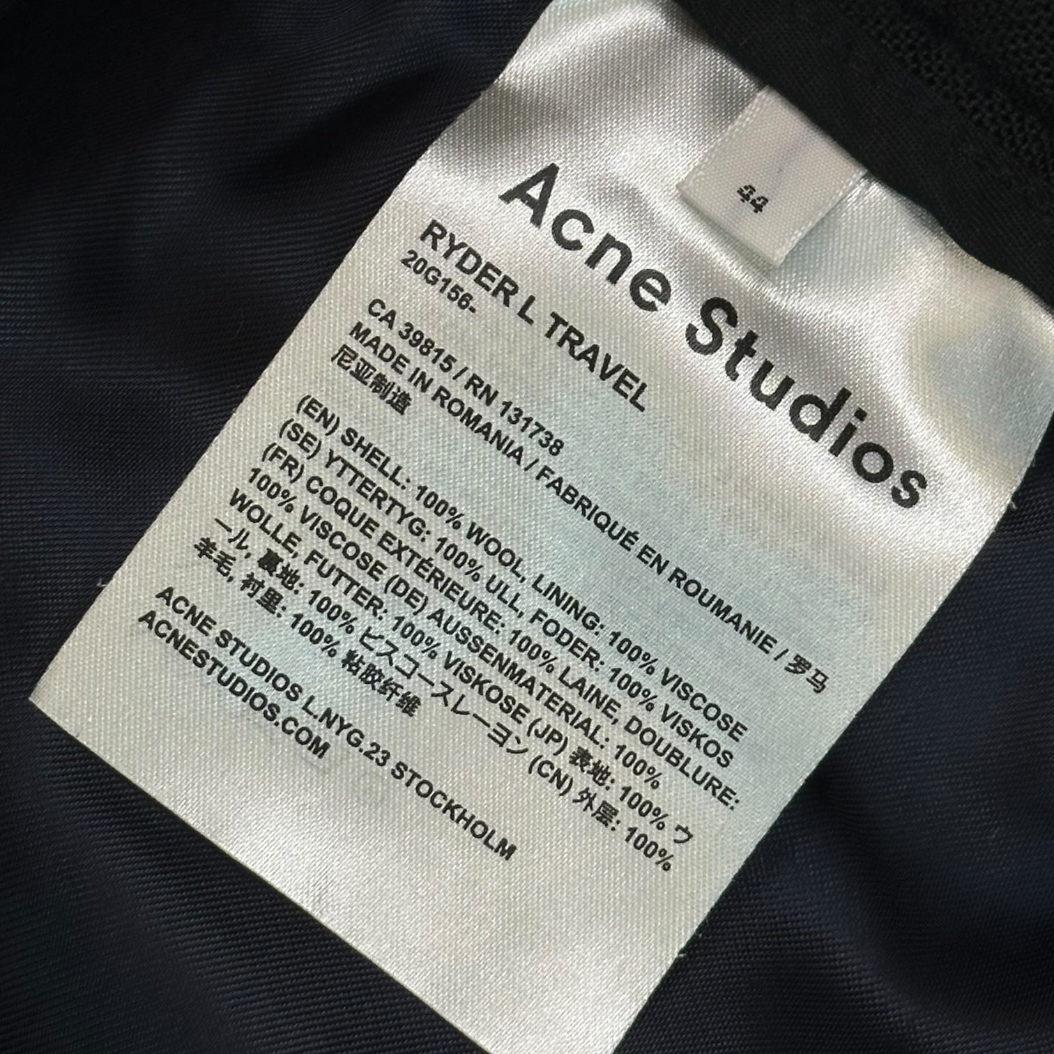 Acne Studios(アクネストゥディオズ) RYDER L TRAVEL Easy Pants イージー パンツ 20G156- 44 ブラック スラックス