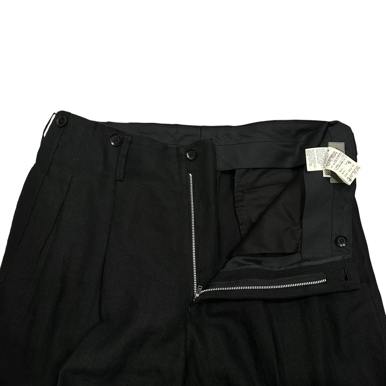 YOHJI YAMAMOTO POUR HOMME(ヨウジヤマモトプールオム) 2014SS Shoulder-Strap Design Linen Wide-Leg Pants Set ショルダー デザイン リネン ワイドパンツ セットアップ JKT:HG-J97-303 BOTTOMS：HG-P96-303 3(L程度) ブラック