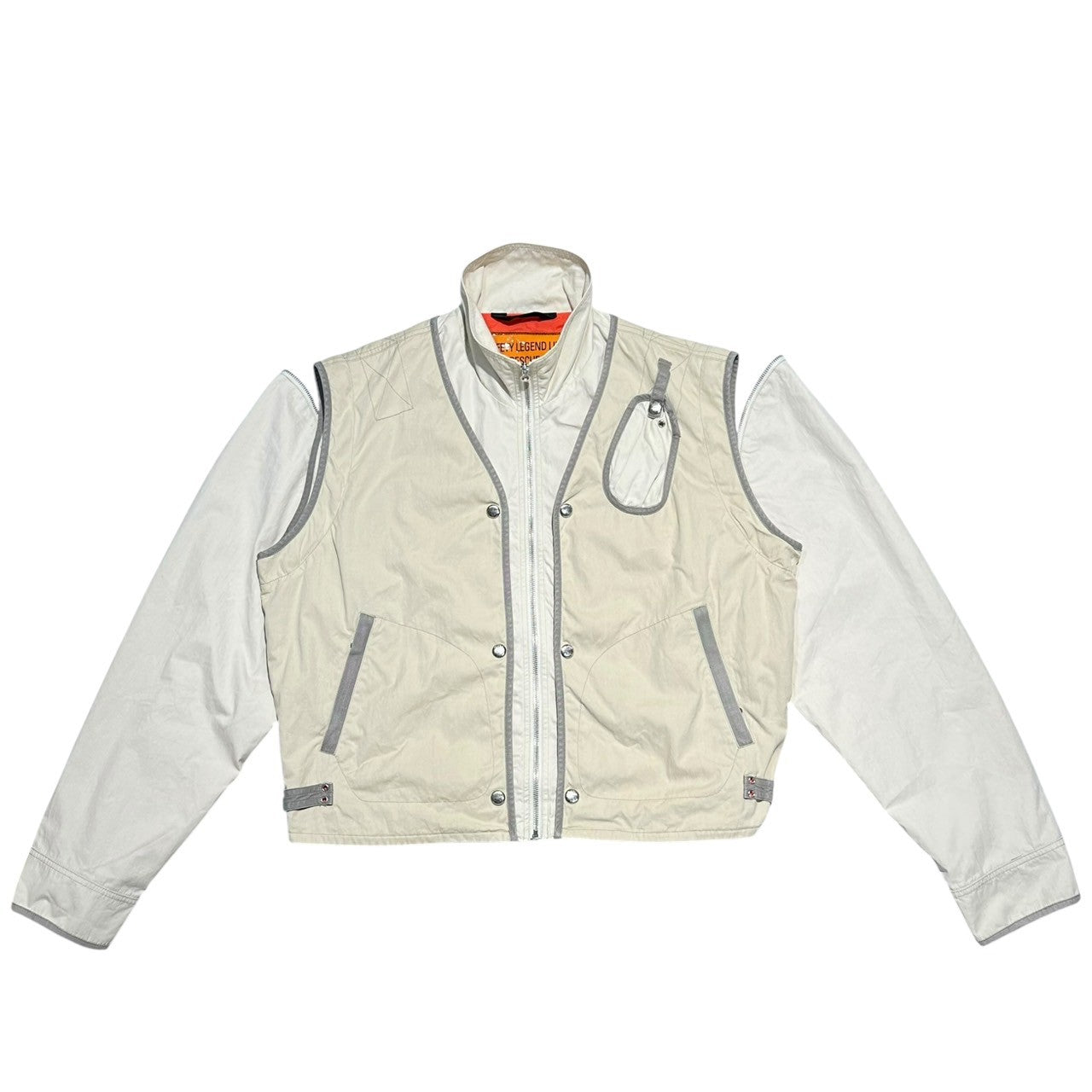 DIESEL(ディーゼル) 22SS J-OHLEN 2WAY MILITARY VEST JACKET ミリタリー ベスト ジャケット A062170JKKH L アイボリー ブルゾン