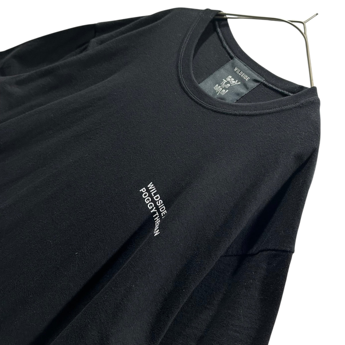 WILDSIDE YOHJI YAMAMOTO(ワイルドサイドヨウジヤマモト) 23AW S/S T-shirt with a small logo on the chest 胸 ワンポイントロゴ 半袖 Tシャツ 表記消(L程度) ブラック×ホワイト