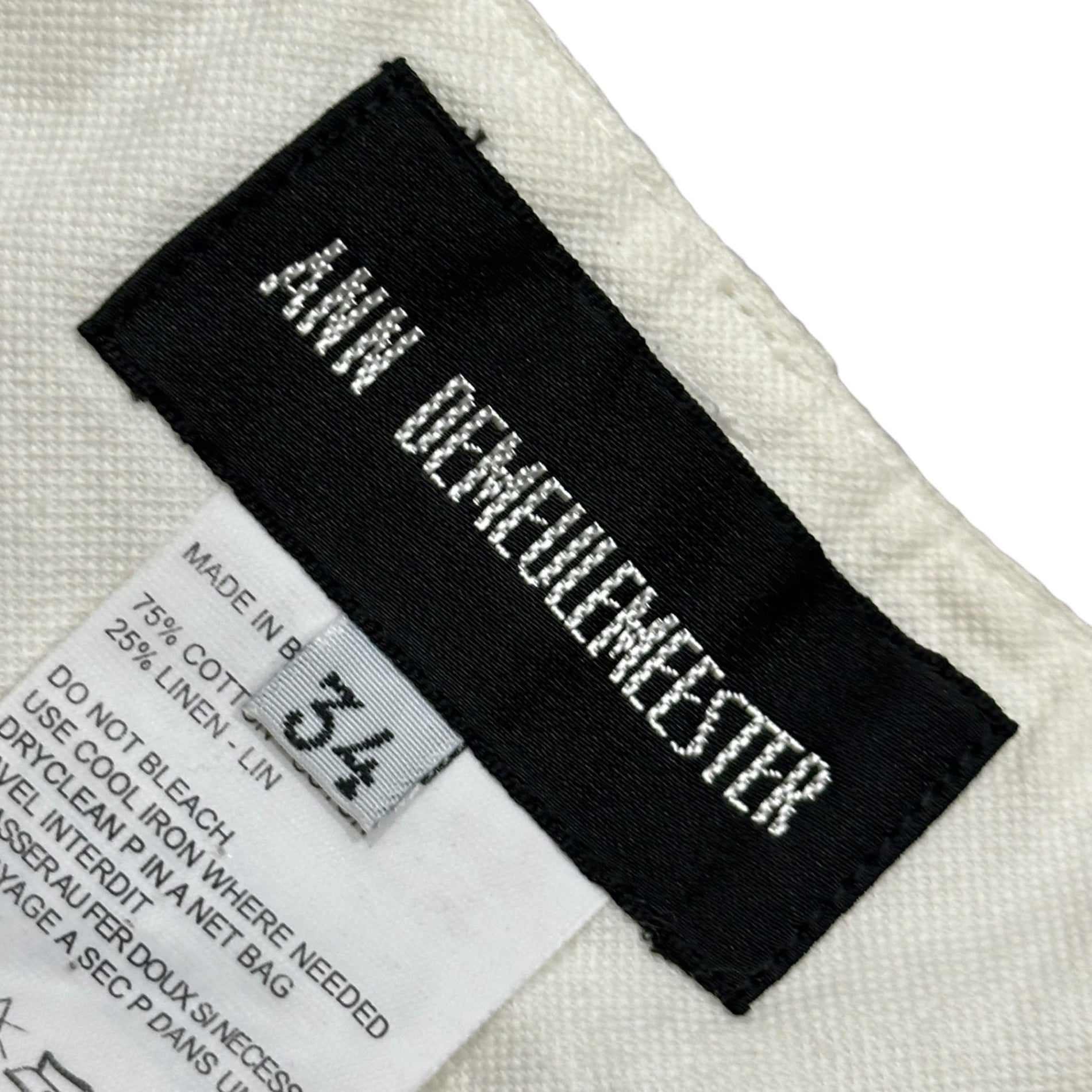 ANN DEMEULEMEESTER×10 corso como COMME des GARCONS(アンドゥムルメステール × ドゥエチ コルソコモ コムデギャルソン) 00's Cotton-Linen Belted Cropped Pants コットン リネン ベルテッド クロップドパンツ 34 ホワイト 本人期