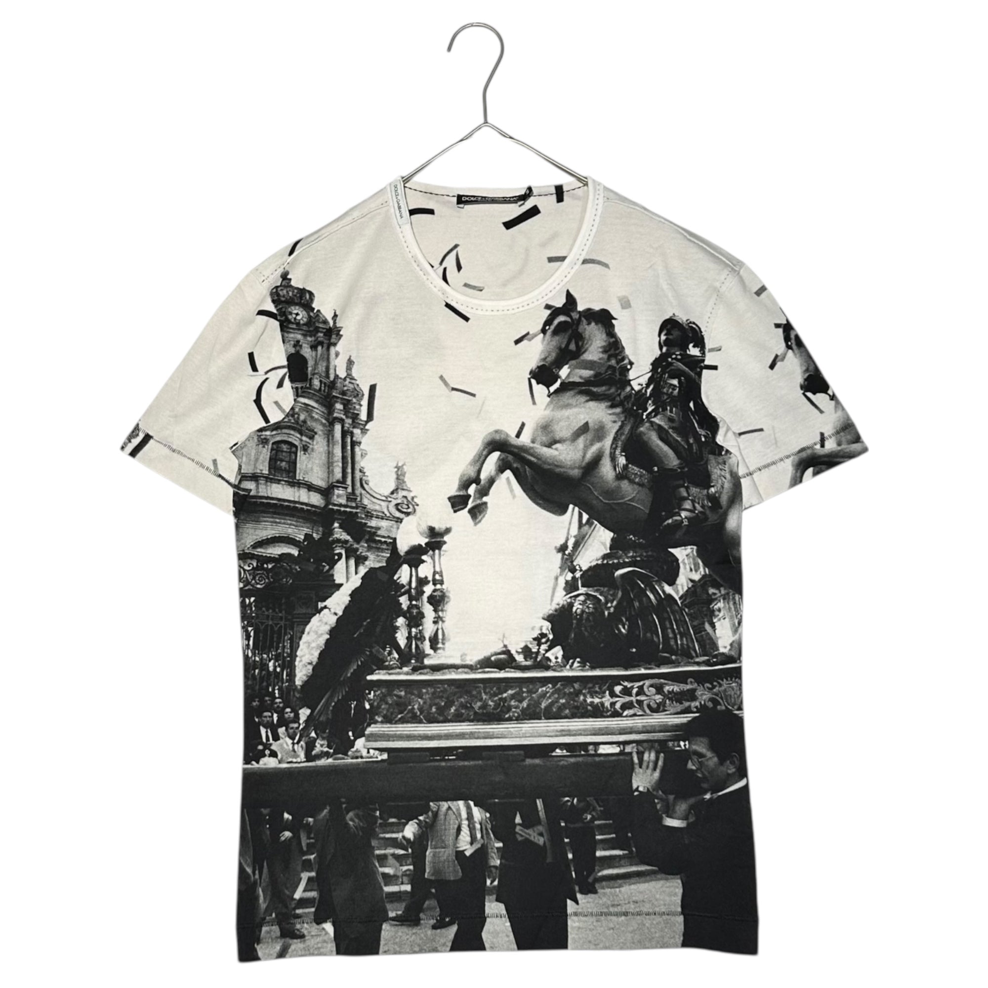 DOLCE&GABBANA(ドルチェ&ガッバーナドルガバ) ”Giuseppe Leone” Photo Tee ジュゼッペ レオーネ フォト Tシャツ G8HM0T 44(XS程度) ホワイト×ブラック 景色 馬 写真家