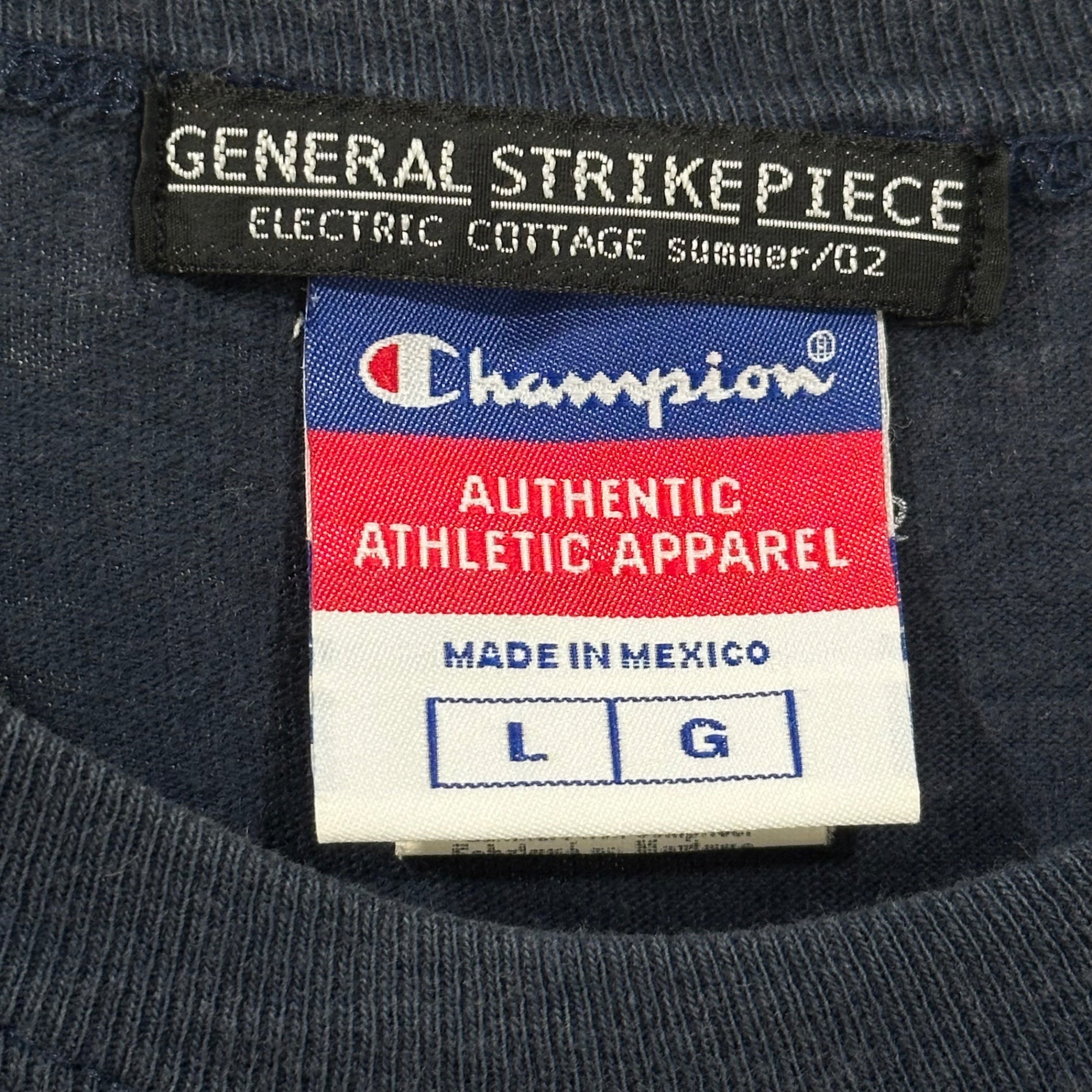 ELECTRIC COTTAGE(エレクトリックコテージ) 2002SS Patch Logo T-shirt ワッペン ロゴ Tシャツ L ネイビー championボディ