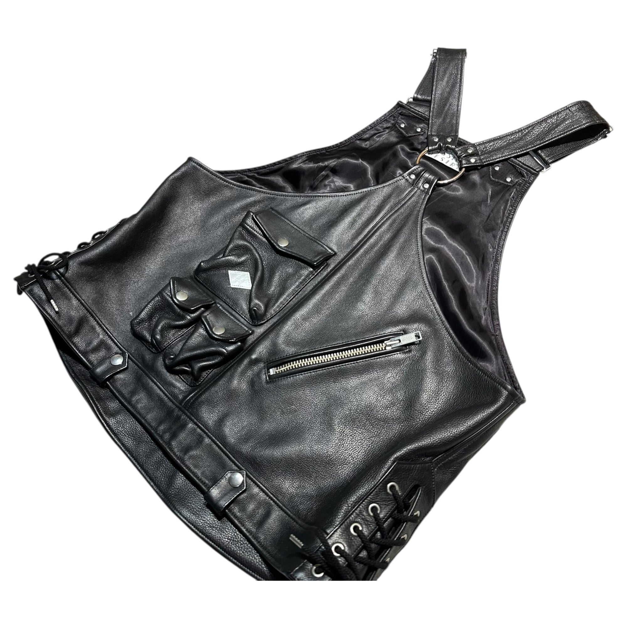 el conductorH(コンダクター) 22AW Bondage Leather Vest ボンテージ レザー ベスト PD22AJ06 2(実寸XL程度) ブラック 22AW LOOK着用品