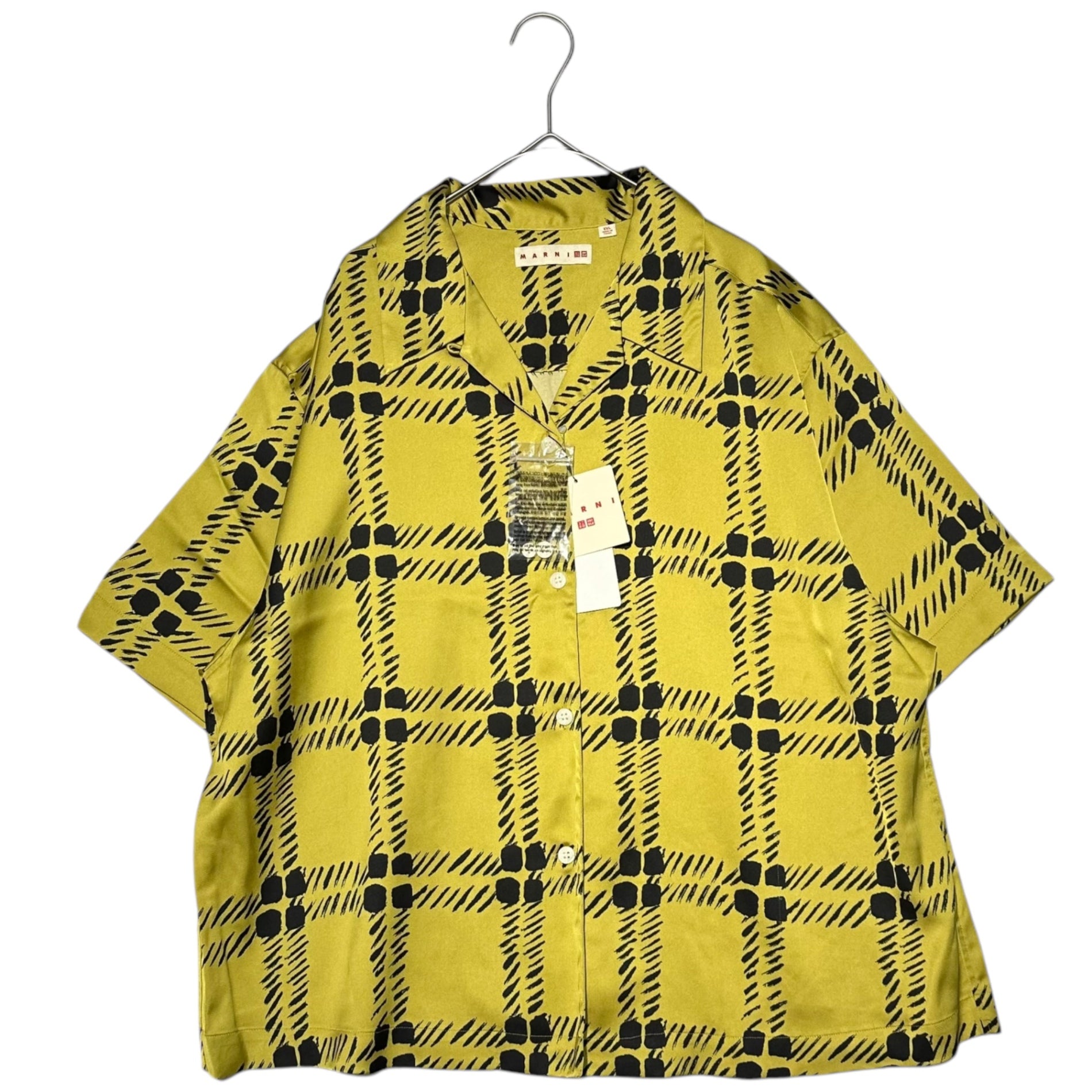 UNIQLO×MARNI(ユニクロ×マルニ) Draped Wide Straight Pants and Shirt Setup ドレープ ワイド ストレートパンツ & シャツ セットアップ XXL マスタード×ブラック メンズ着用可能 レディース合わせ