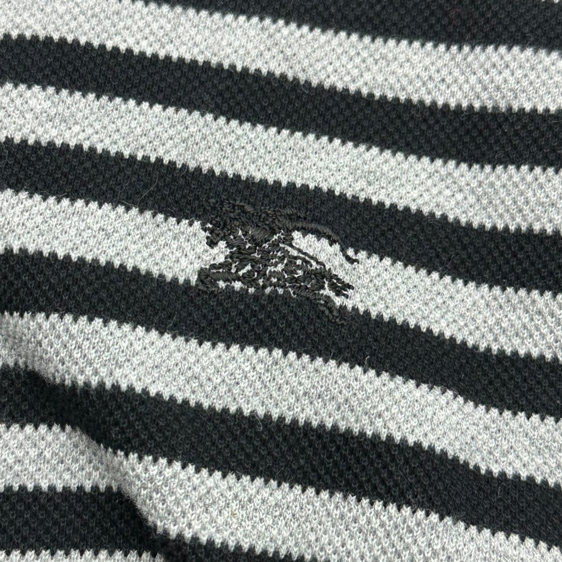 BURBERRY BLUE LABEL(バーバリーブルーレーベル) One-pointed logo cache-coeur short-sleeved striped deer dress ワンポイント ロゴ カシュクール 半袖 ボーダー 鹿の子 ワンピース FA536-271-09 38(M程度) グレー×ブラック