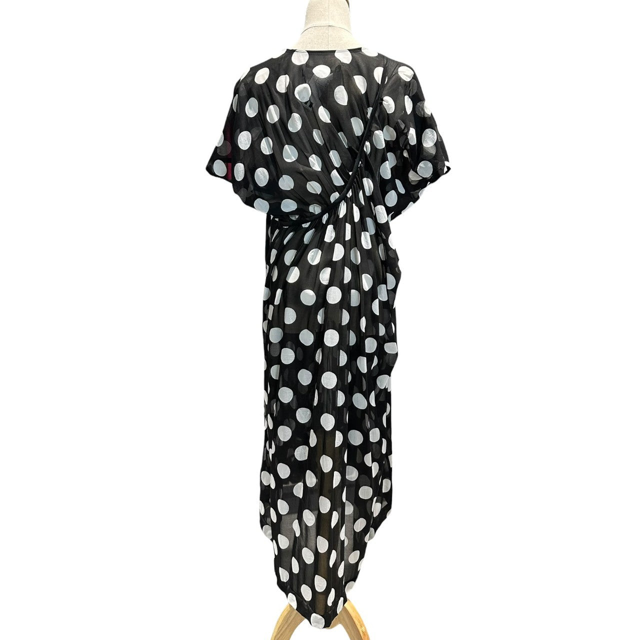 JUNYA WATANABE COMME des GARCONS(ジュンヤワタナベコムデギャルソン) 22SS Hem Chain Dot Sheer Layered Sleeveless Dress 裾チェーン ドット シアー レイヤード ノースリーブ ワンピース JI-O044 XS ブラック×ホワイト