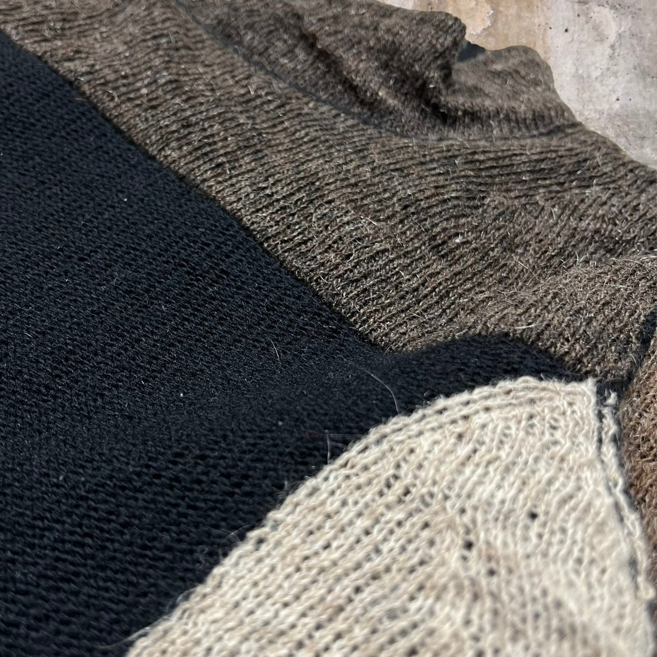 COMME des GARCONS(コムデギャルソン) 98AW wool mohair mock neck knit pullover/ウールモヘヤモックネックニットプルオーバー/90年代/ヴィンテージ GN-040340 SIZE表記なし(FREE) ブラウン×ブラック×ベージュ AD1998