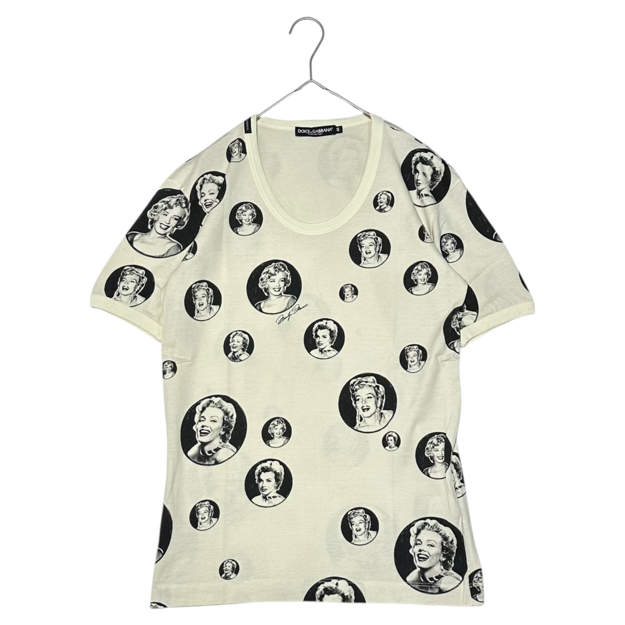 DOLCE&GABBANA(ドルチェ&ガッバーナドルガバ) ”Marilyn Monroe” Dot T-shirt マリリンモンロー ドット Tシャツ G8FE7T G7CAX 46(S程度) ベージュ×ブラック