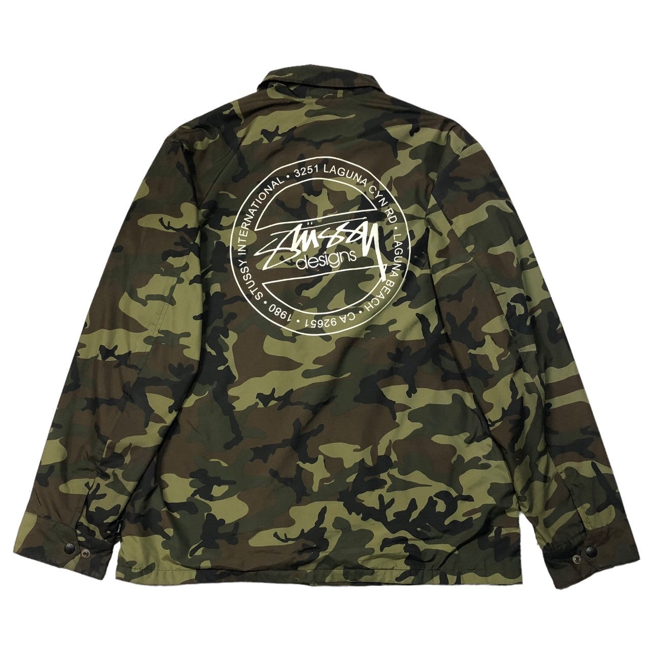STUSSY(ステューシー) Stock logo camouflage coach jacket ストック ロゴ カモフラ コーチジャケット L カーキ