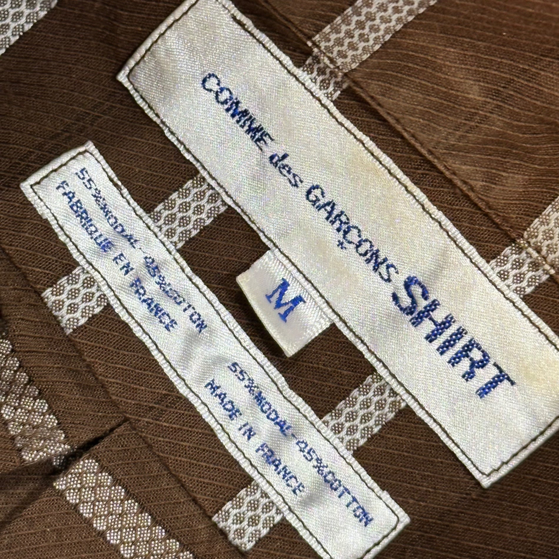 COMME des GARCONS SHIRT(コムデギャルソンシャツ) 1990's Modal Cotton Striped Tuxedo Shirt モーダル コットン ボーダー ブザム シャツ M ブラウン 90年代 プルオーバー